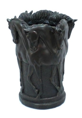 Dancing Horses Bronze-Like Vase – Equestrian-Themed Decorative Piece (1 of 2)