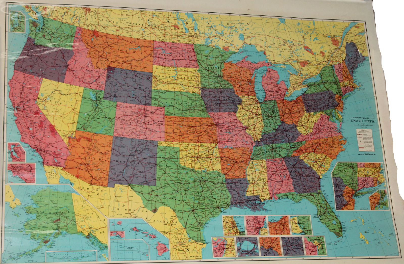 Vintage United States Comprehensive Map with State Borders (1 of 2)