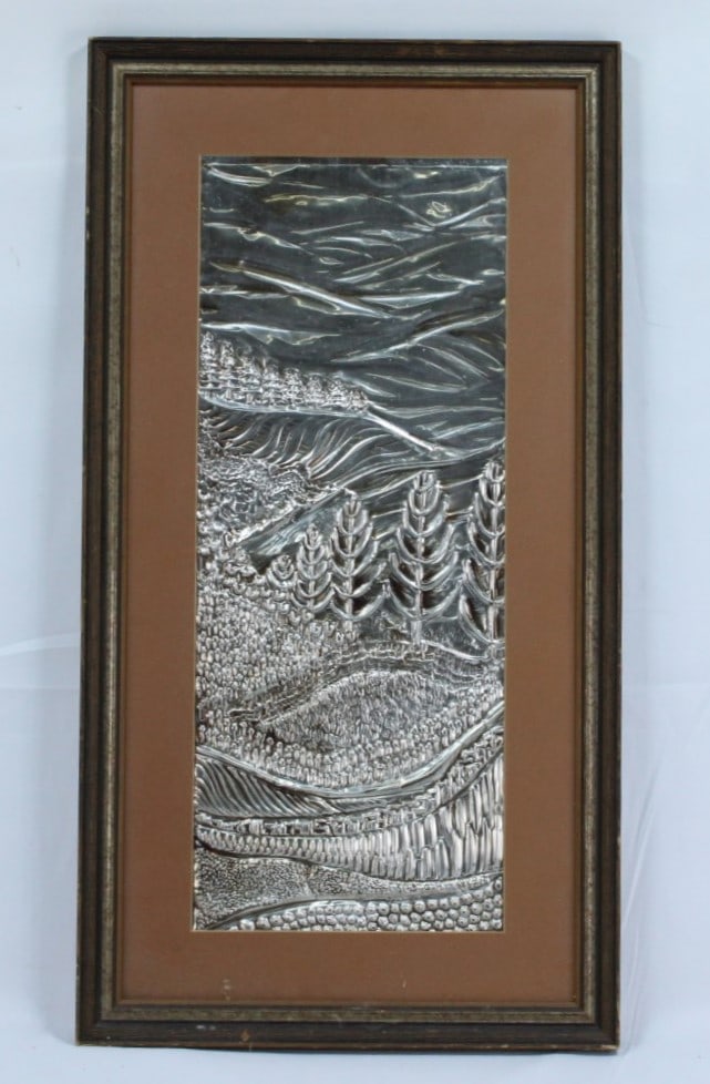 Embossed Silver-Tone Metal Landscape Art Framed... (1 of 1)