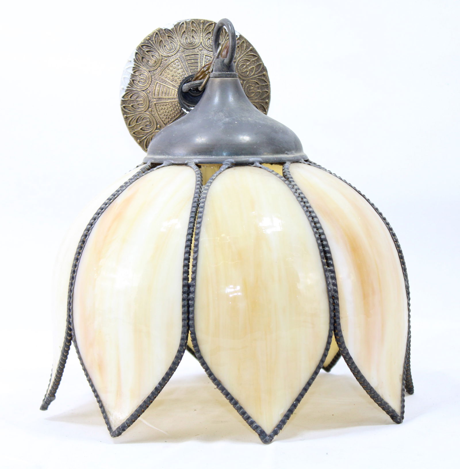 Vintage Hanging Stained Glass Pendant Lamp (1 of 2)