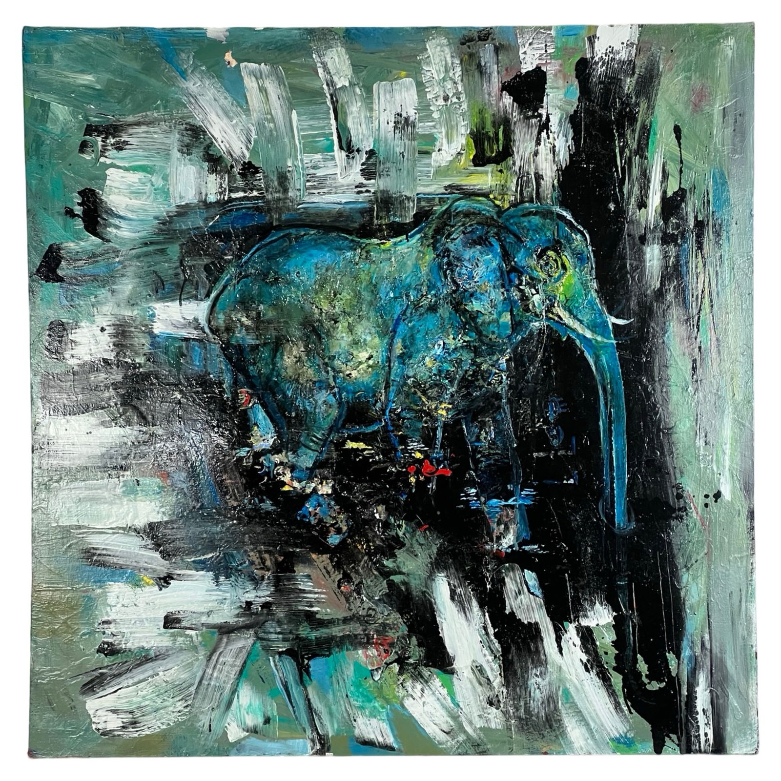 Gregg Chadwick Elephant Modernist Acrylic Painting (1 of 4)