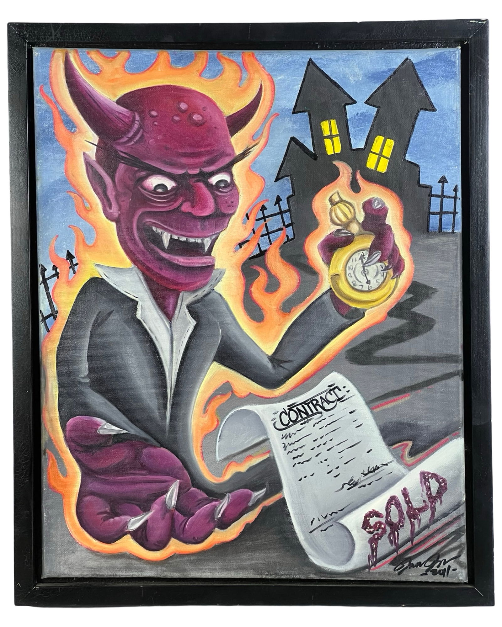 Devil's Contract - Lowbrow Pop Surrealism Painting (1 of 5)