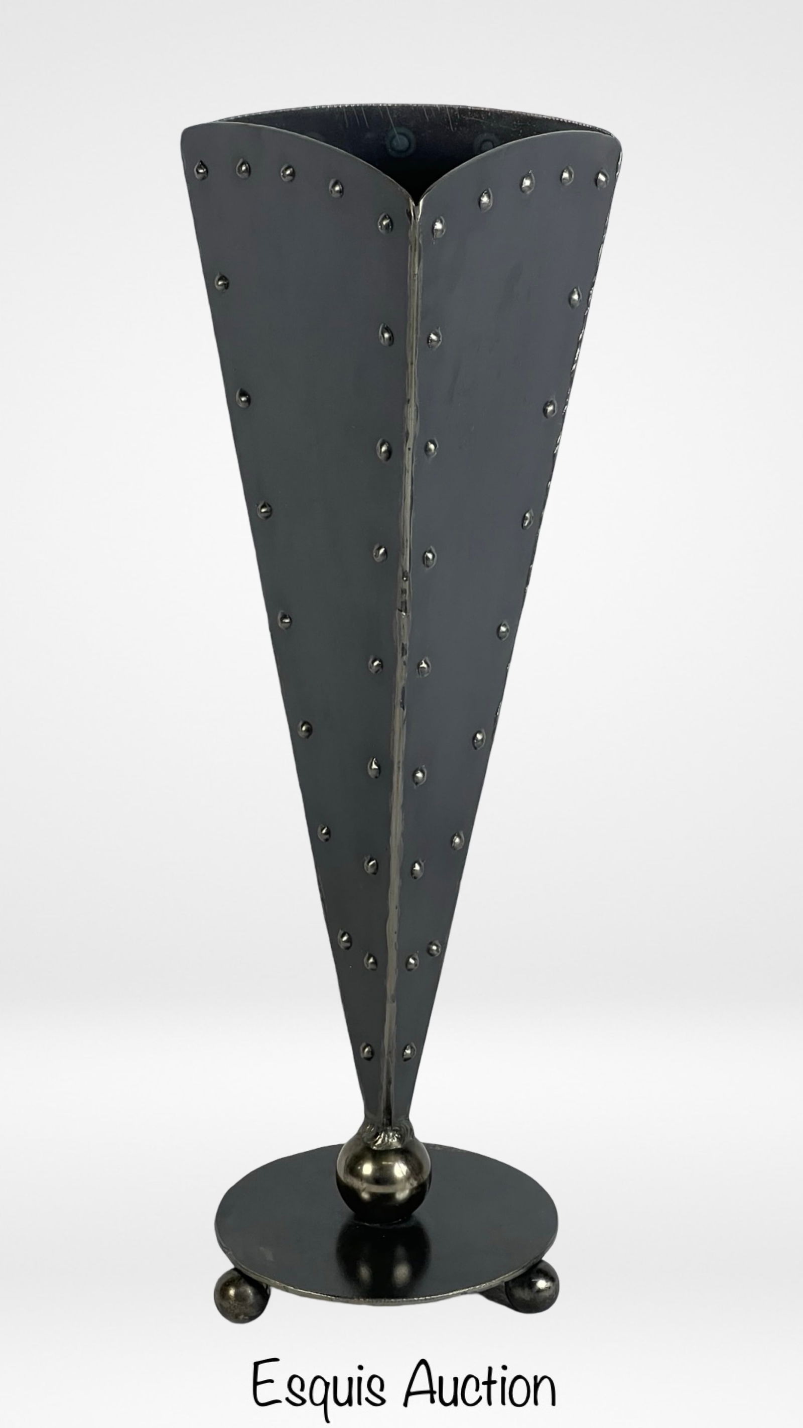 Brutalist Modernist Metal Vase  Artist Signed 1995 (1 of 4)