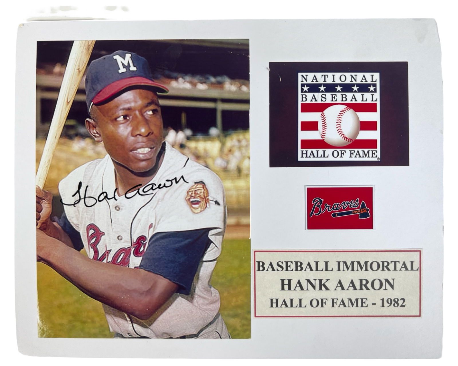Hank Aaron HoF 1982 Autographed Photograph (1 of 2)