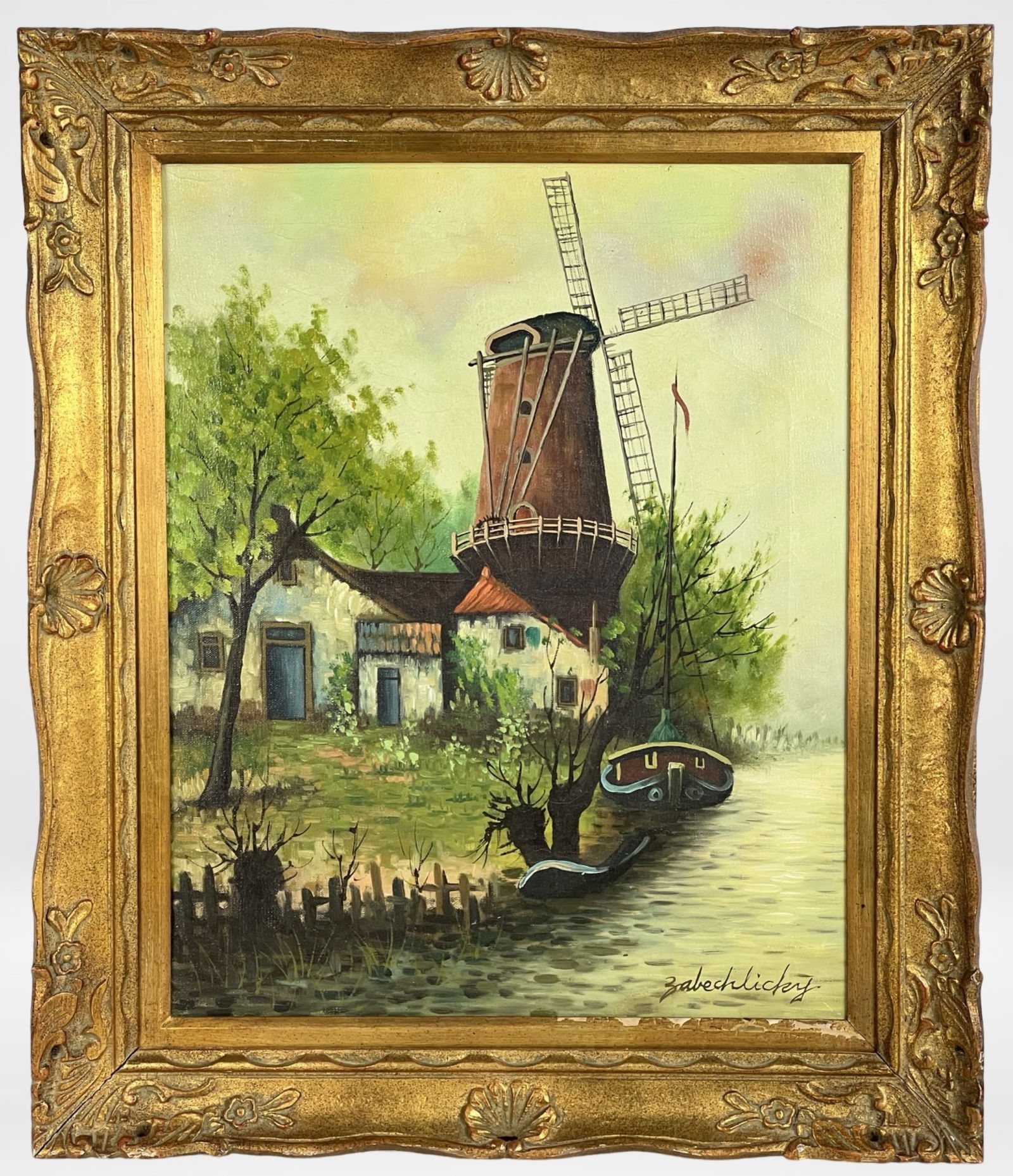 Ladnscape with Dutch Windmill Oil Painting (1 of 4)