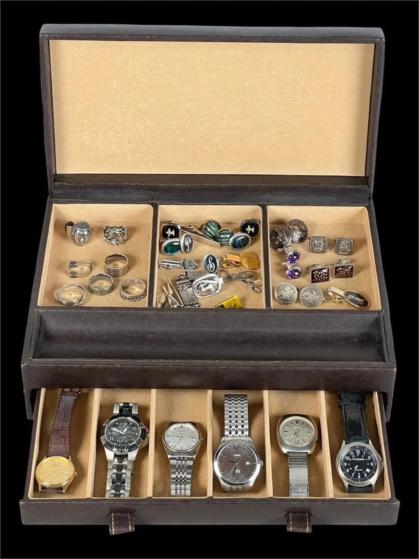 Box of Gentleman's Jewelry & Watches (1 of 5)
