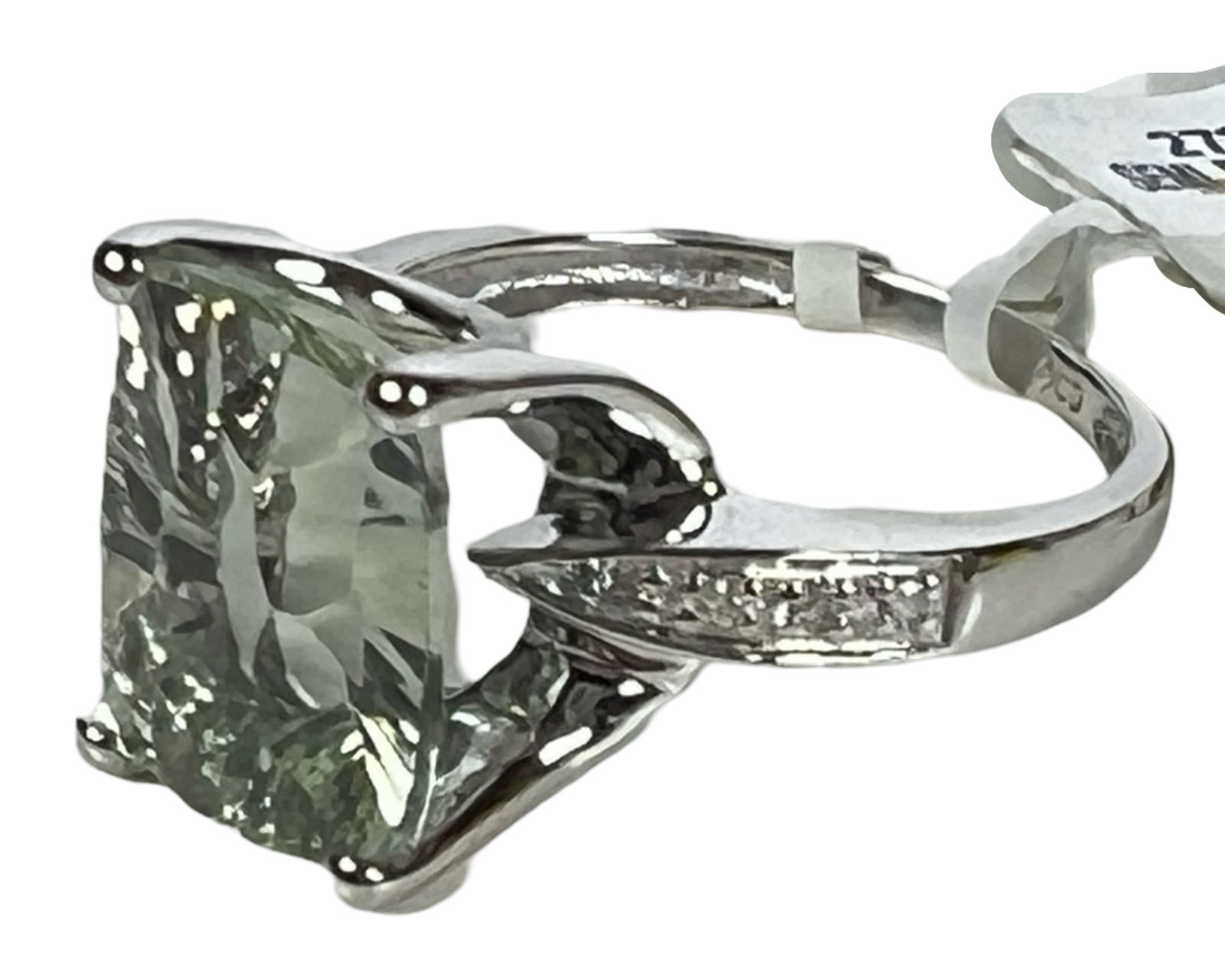 Macy & Co 14k Gold Green Quartz & Diamonds Ring (1 of 4)