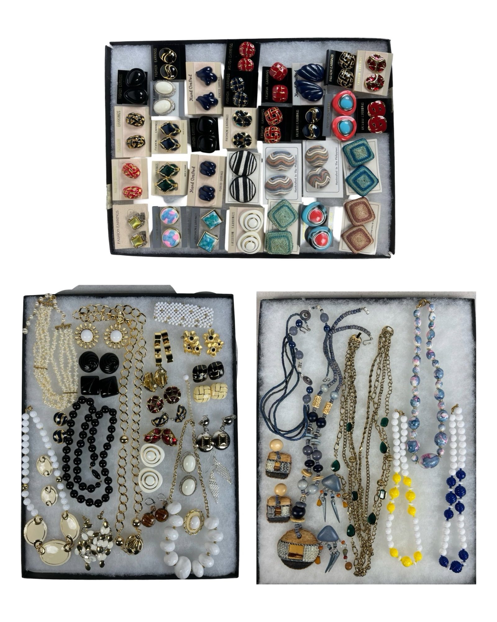 Assortment of Costume Jewelry - Sparkling Variety: Elevate your style with this dazzling Assortment of Costume Jewelry. Bursting with variety, this collection features an array of necklaces, earrings, bracelets, and more, each piece designed to add a 
