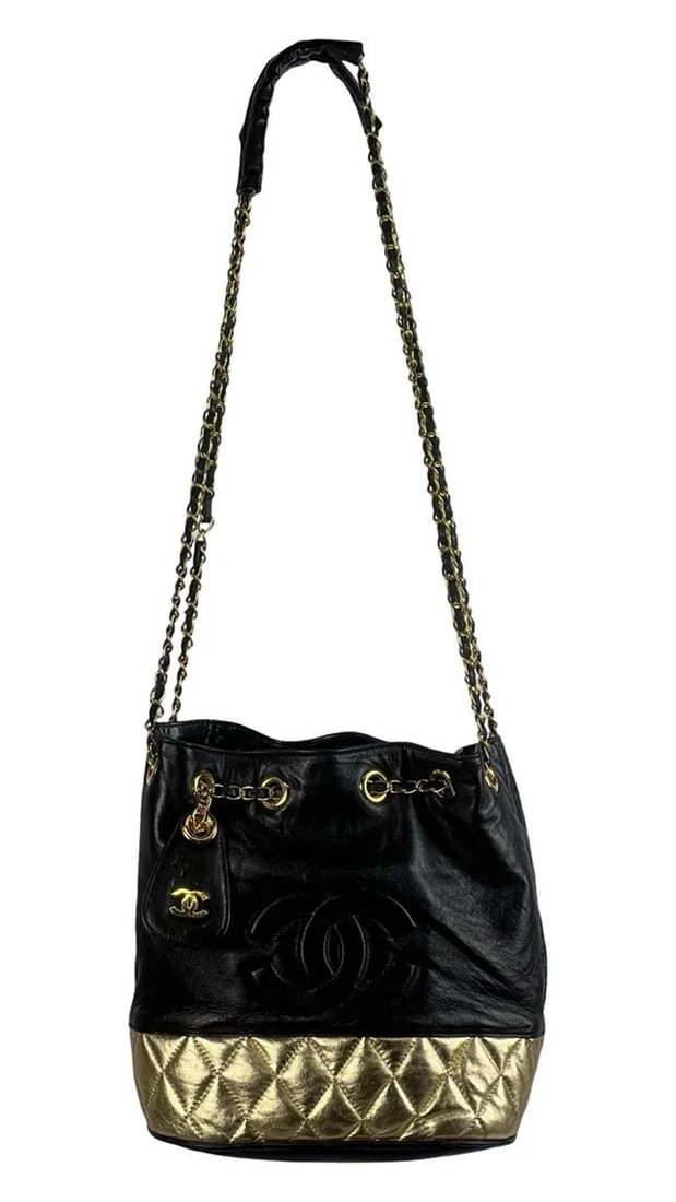 Black Chevron Quilted Bucket Lady's Bag (1 of 5)