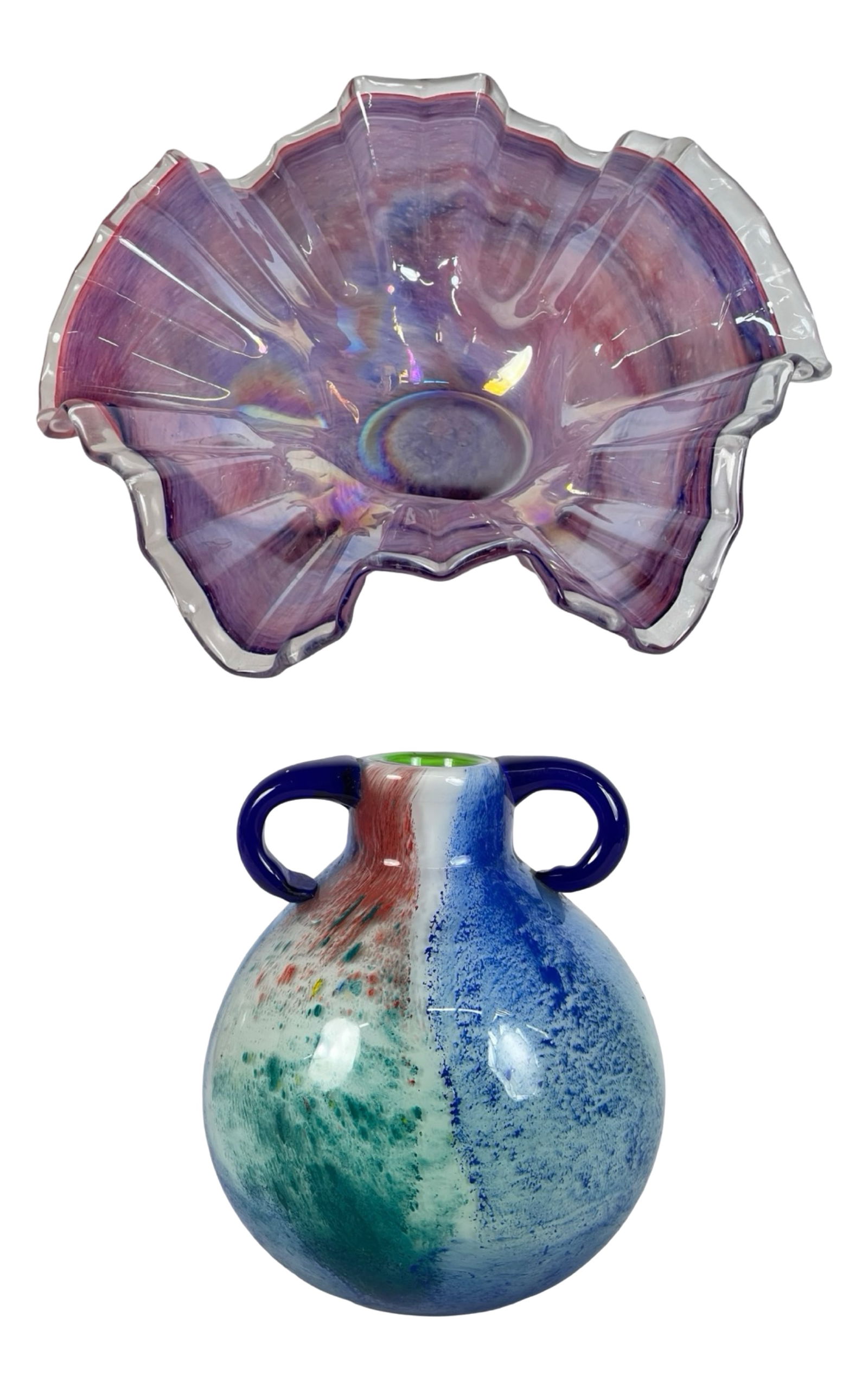 Vintage Murano Art Glass Bowl & Multicolor Vase (1 of 8)