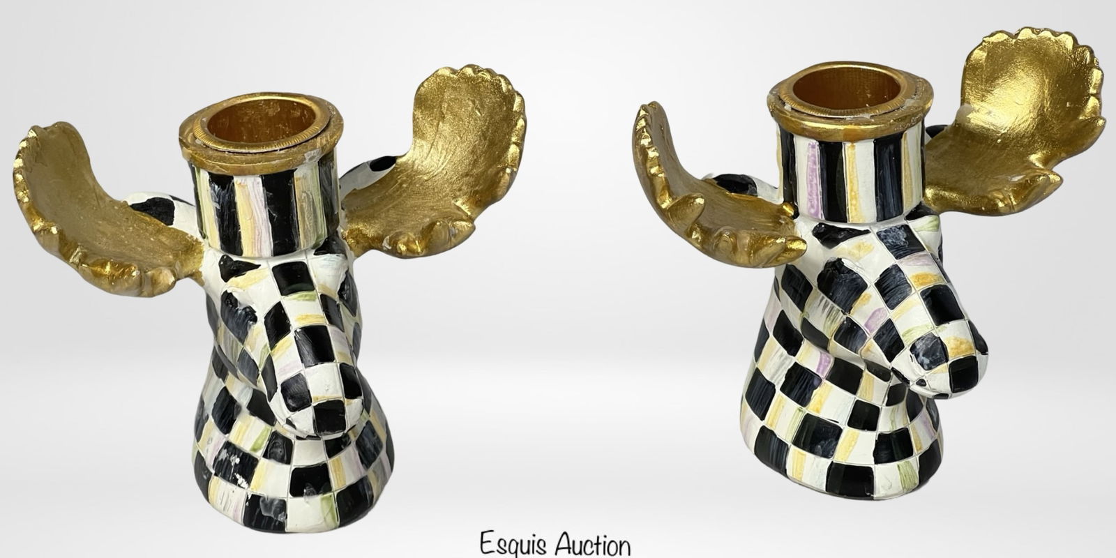 MacKenzie-Childs Courtly Check Moose Candleholders (1 of 7)