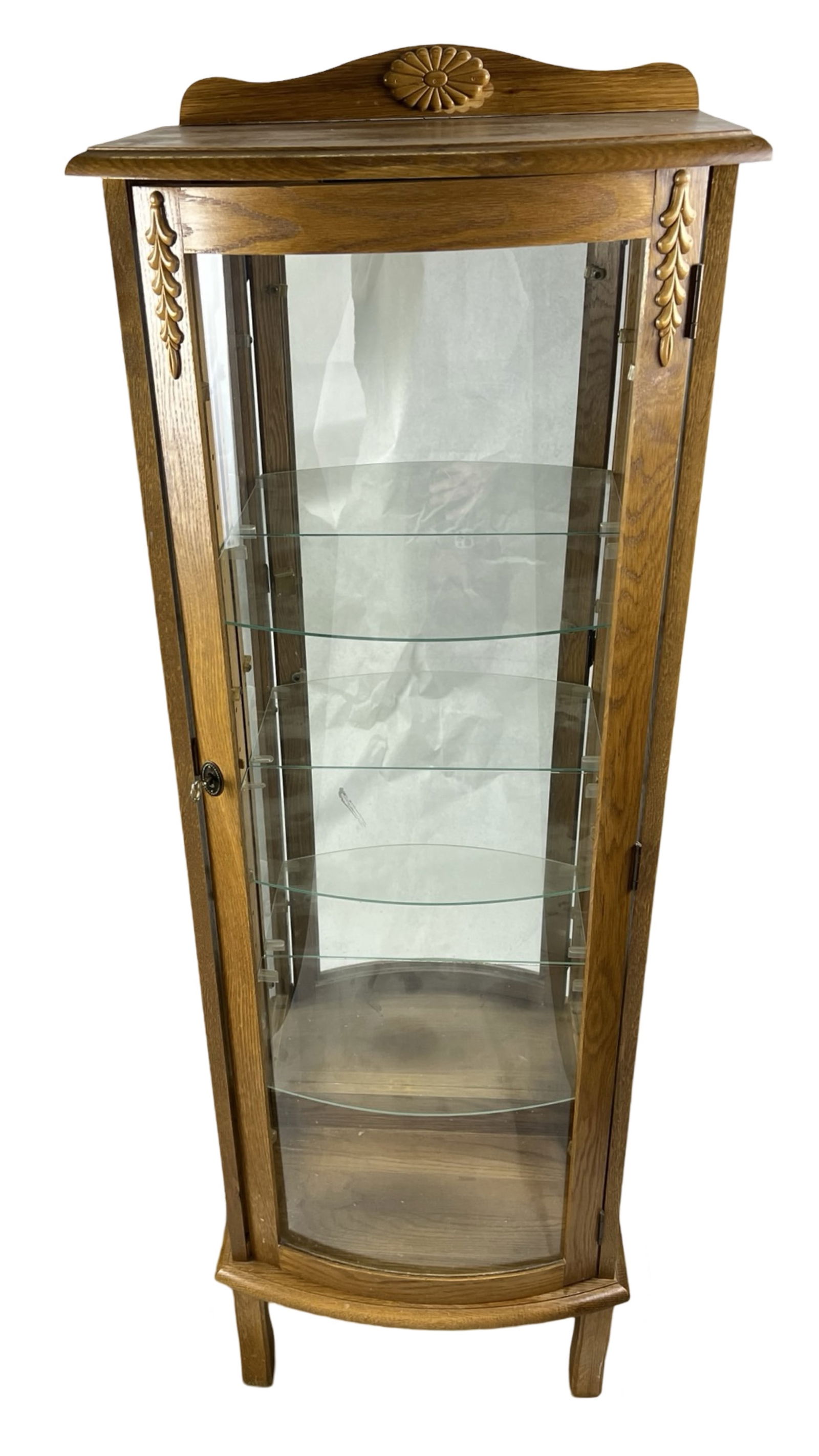 Vintage Curved Glass China Curio Cabinet (1 of 5)