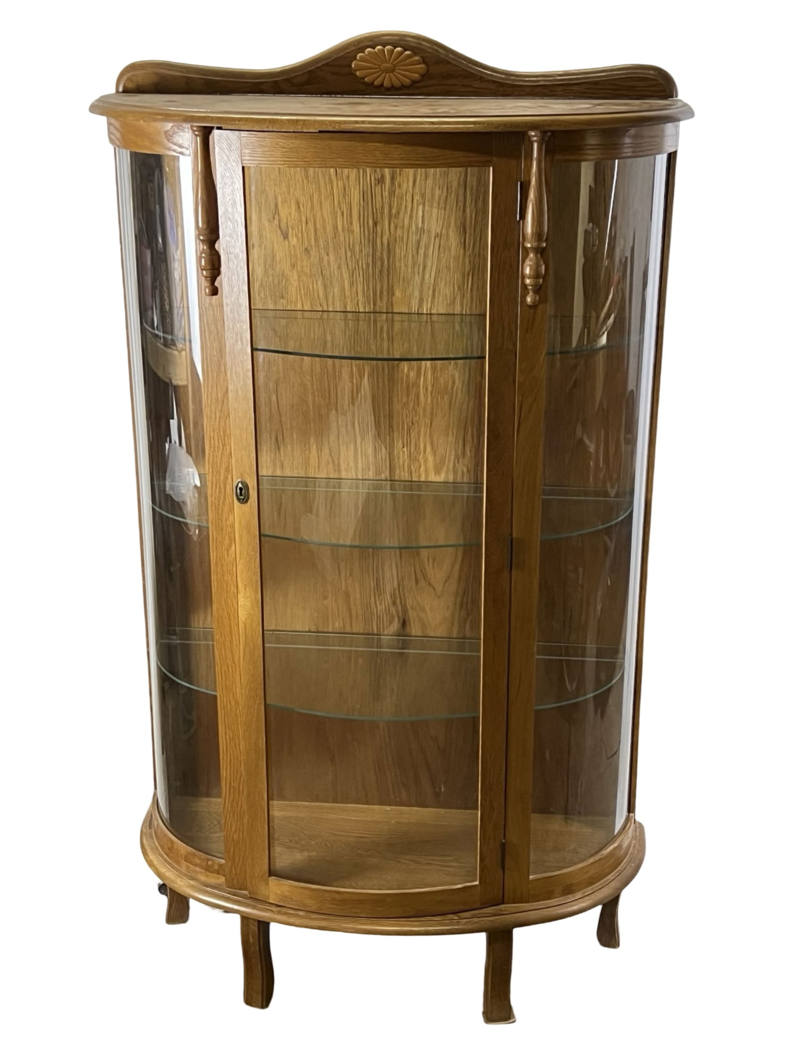 Vintage Curved Glass China Curio Cabinet (1 of 5)