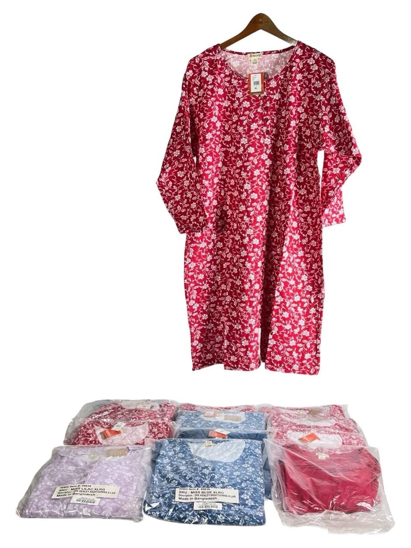 Lot of 12 New Sets Sporto Ladies' Nightgowns, XL (1 of 3)