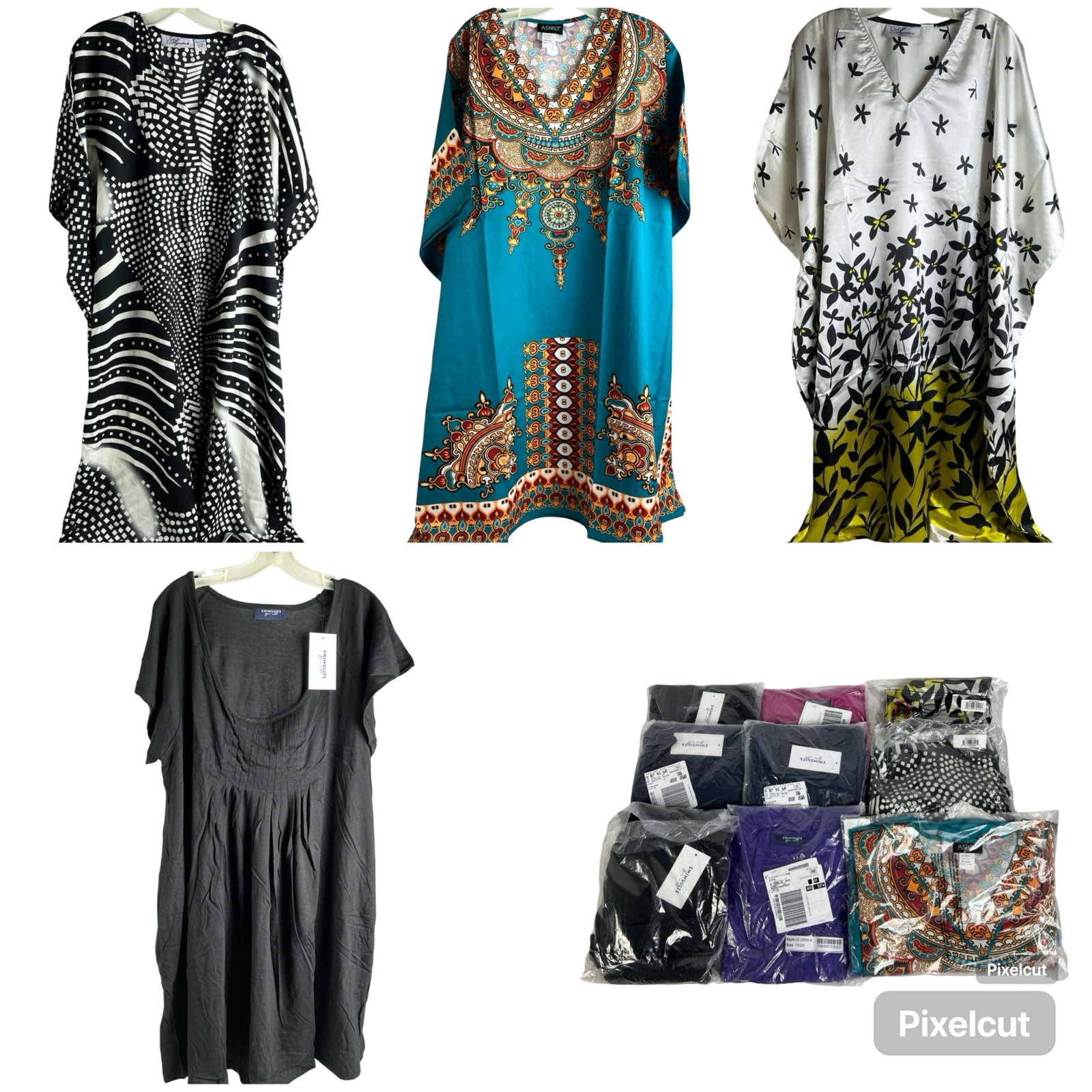 9 Ladies Beach Coverups - Various Brands, New: Includes 6 Swimsuits for All (18/20), 2 EY Signature (One Size), and 1 Ashro (One Size) - All in new condition
