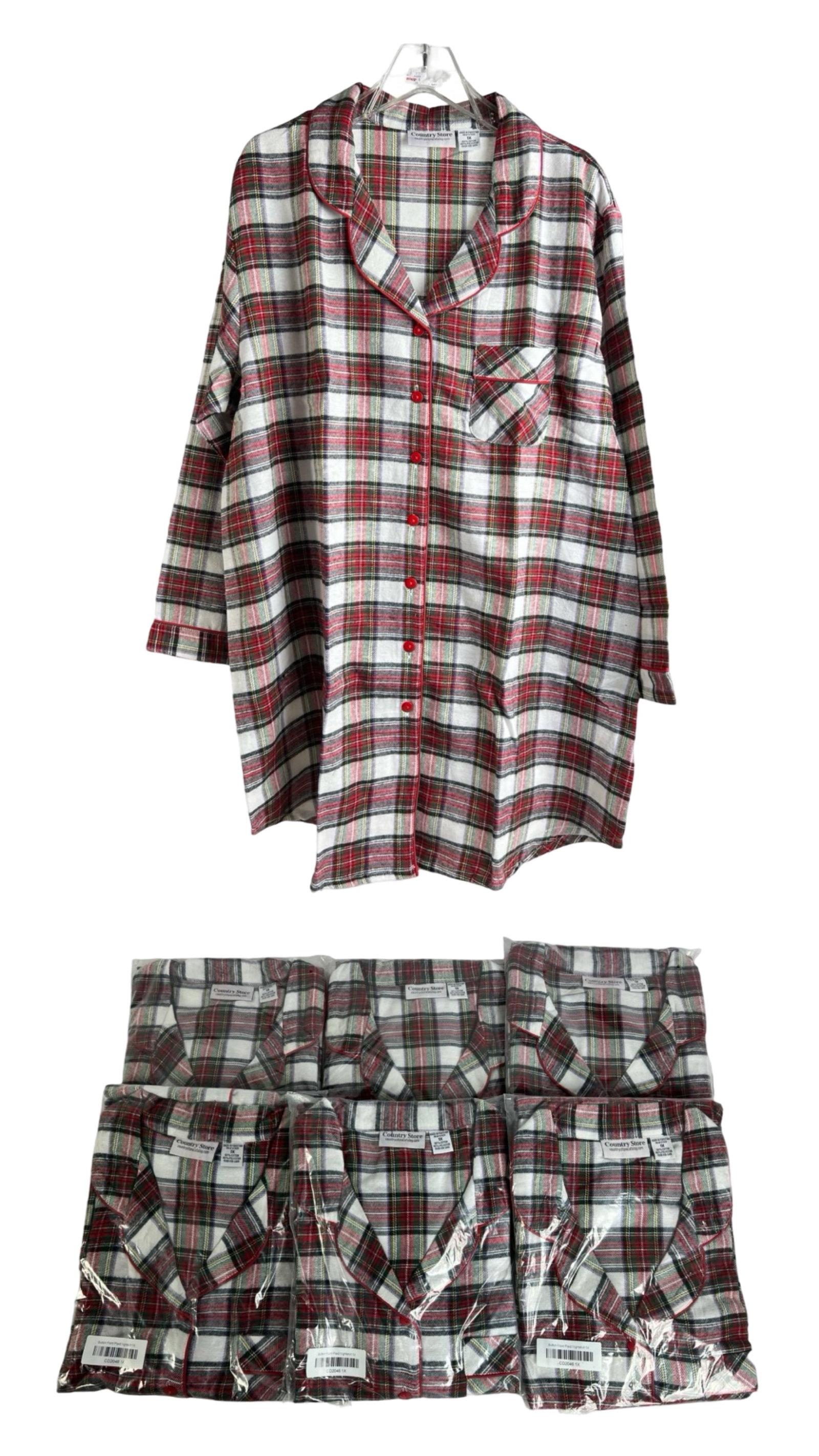 6 Country Store Checkered Shirts 1X: 6 Country Store checkered shirts in colorful patterns, size 1X All shirts are in new condition