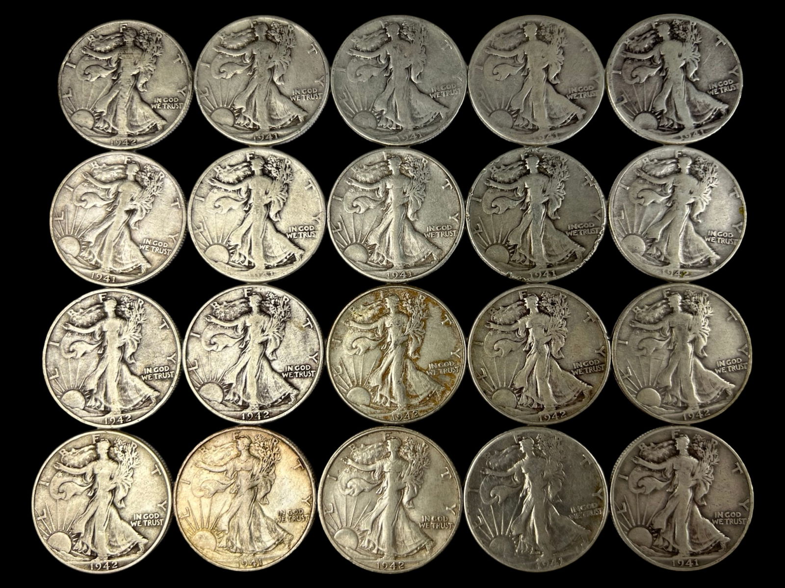 20 US Walking Liberty Half Dollar Silver Coins (1 of 2)