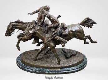 Frederic Remington Bronze Sculpture Wounded Bunkie