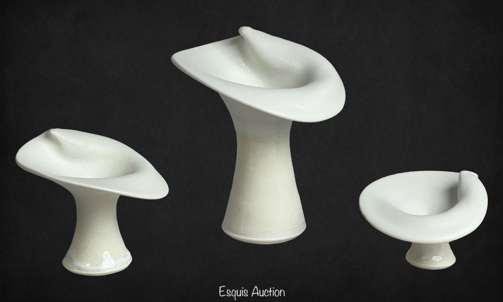 Signed White Ceramic Calla Vases, Set of 3 (1 of 4)