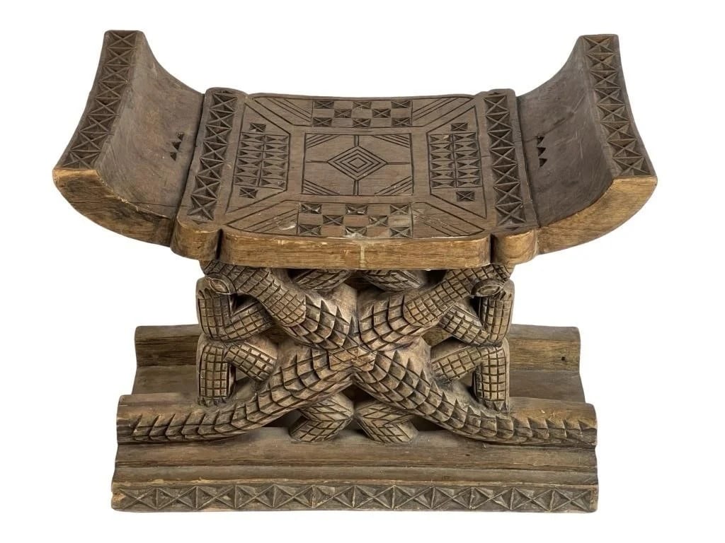 Wood Carved African Tribal Chair/ Stool Alligators (1 of 4)