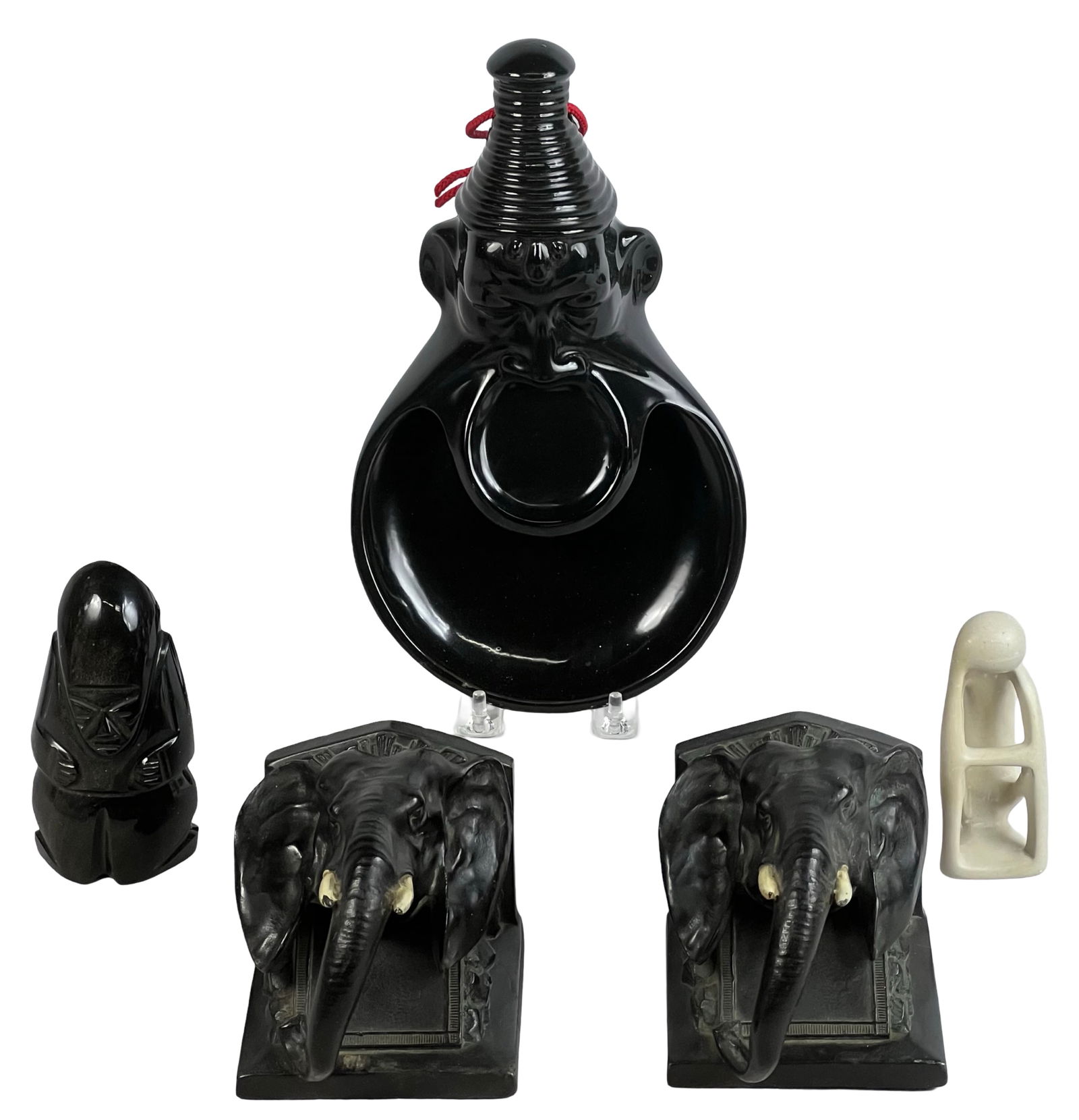 Desktop Decor Lot- Antique Elephant Bookends, Ston (1 of 8)