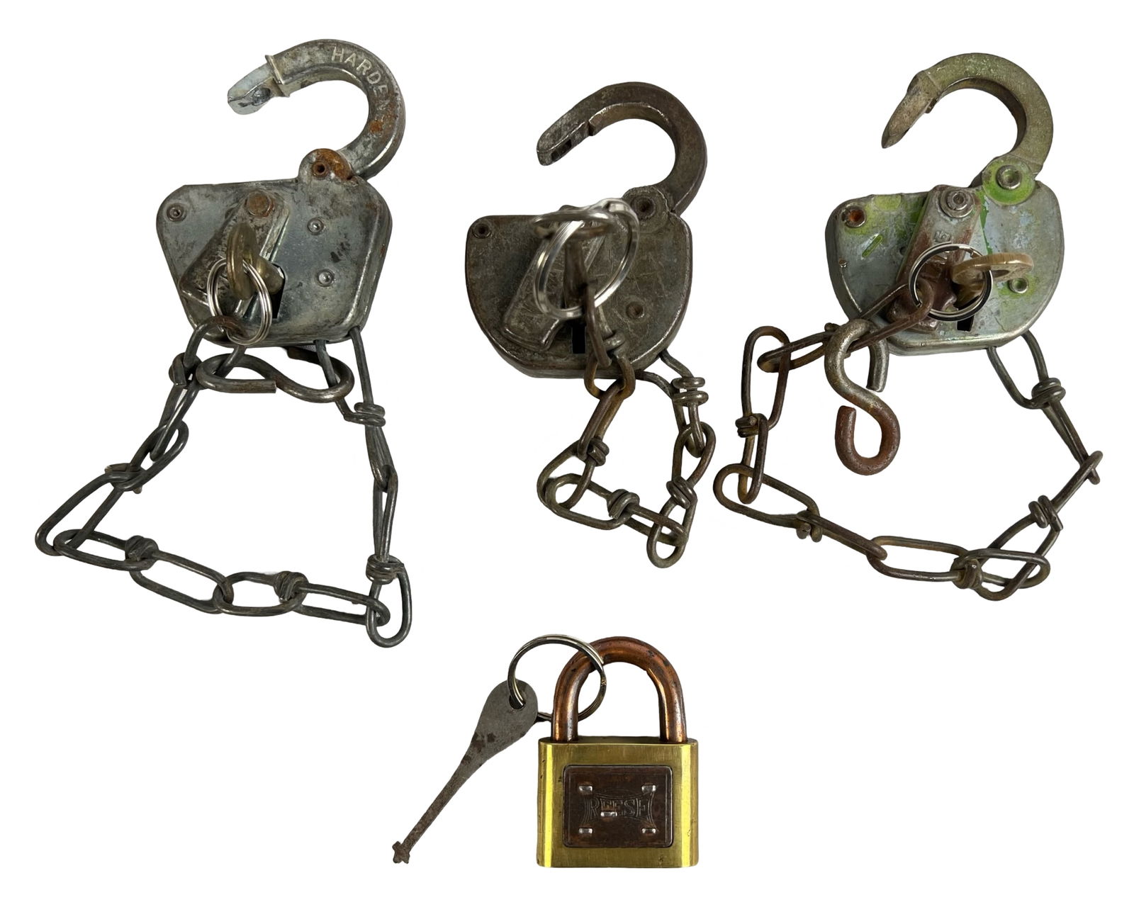 4 Railroad Padlocks & Keys - ADLAKE, KEILIN, B&N (1 of 10)