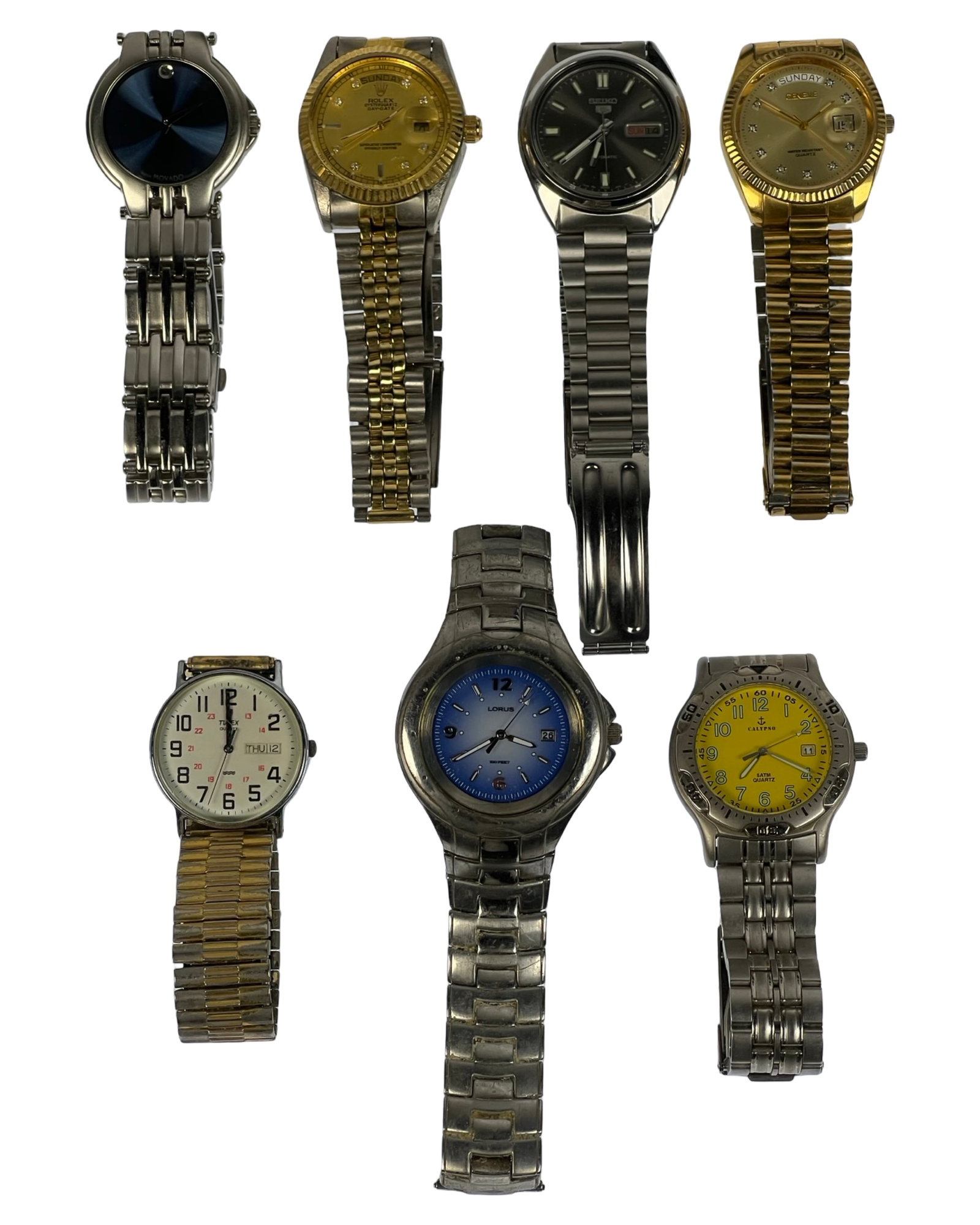 Group of Vintage Wrist Watches: Group of Vintage Wrist Watches including replicas of world famous brands. Untested, some might be as found.