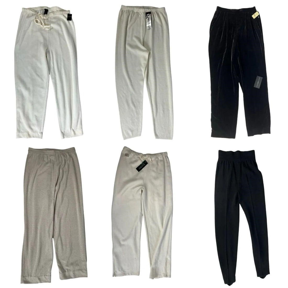 Womens Pants: Ralph Lauren, Marc Valvo & More: Lot of 6 stylish women's pants, featuring a mix of fabrics and designers: Ralph Lauren cream pants, size L The Limited white pants, size M Helen Hsu black knitted pants, size XS Profiles white pants, 