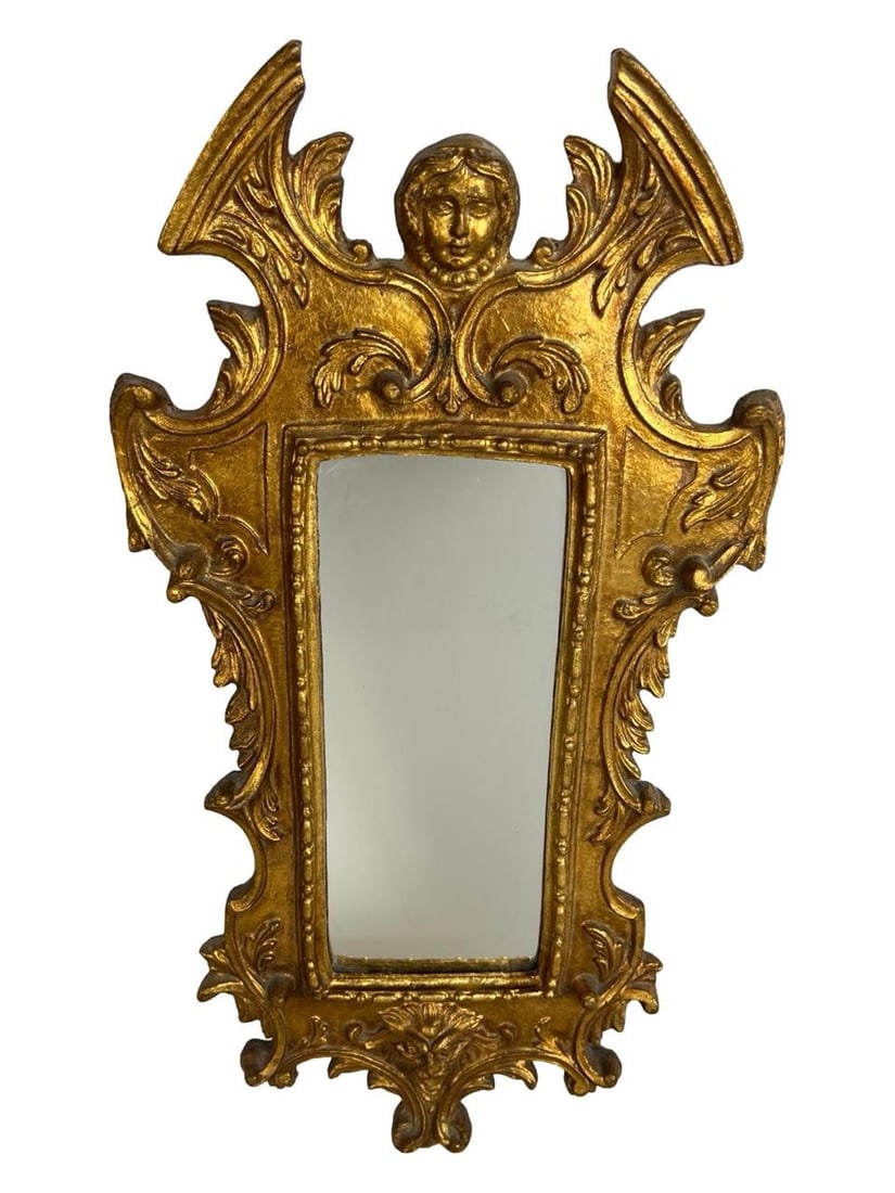 Italian Rococo Gilt Wall Mirror with Cherub (1 of 4)