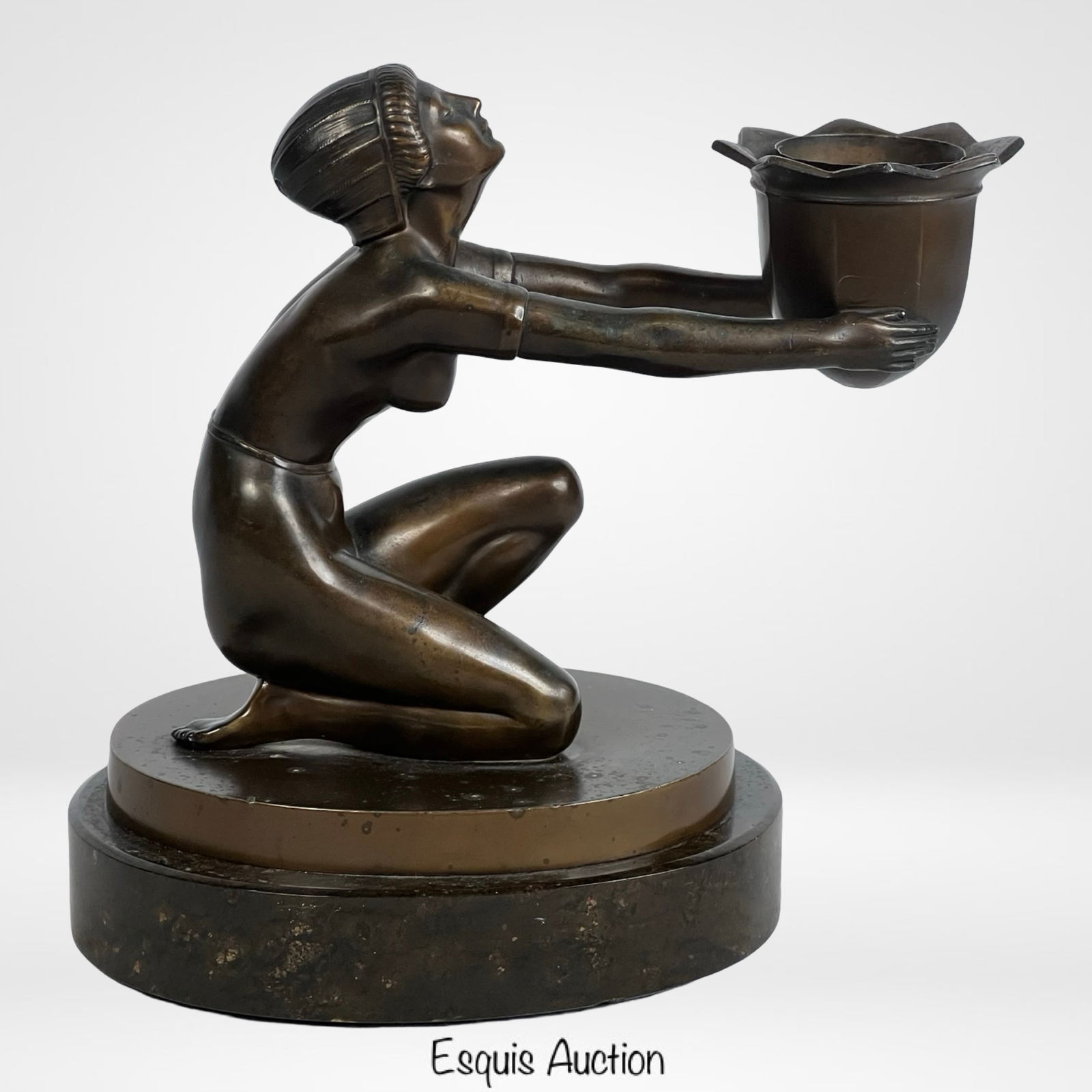 Art Nouveau Bronze Girl Candleholder (1 of 4)