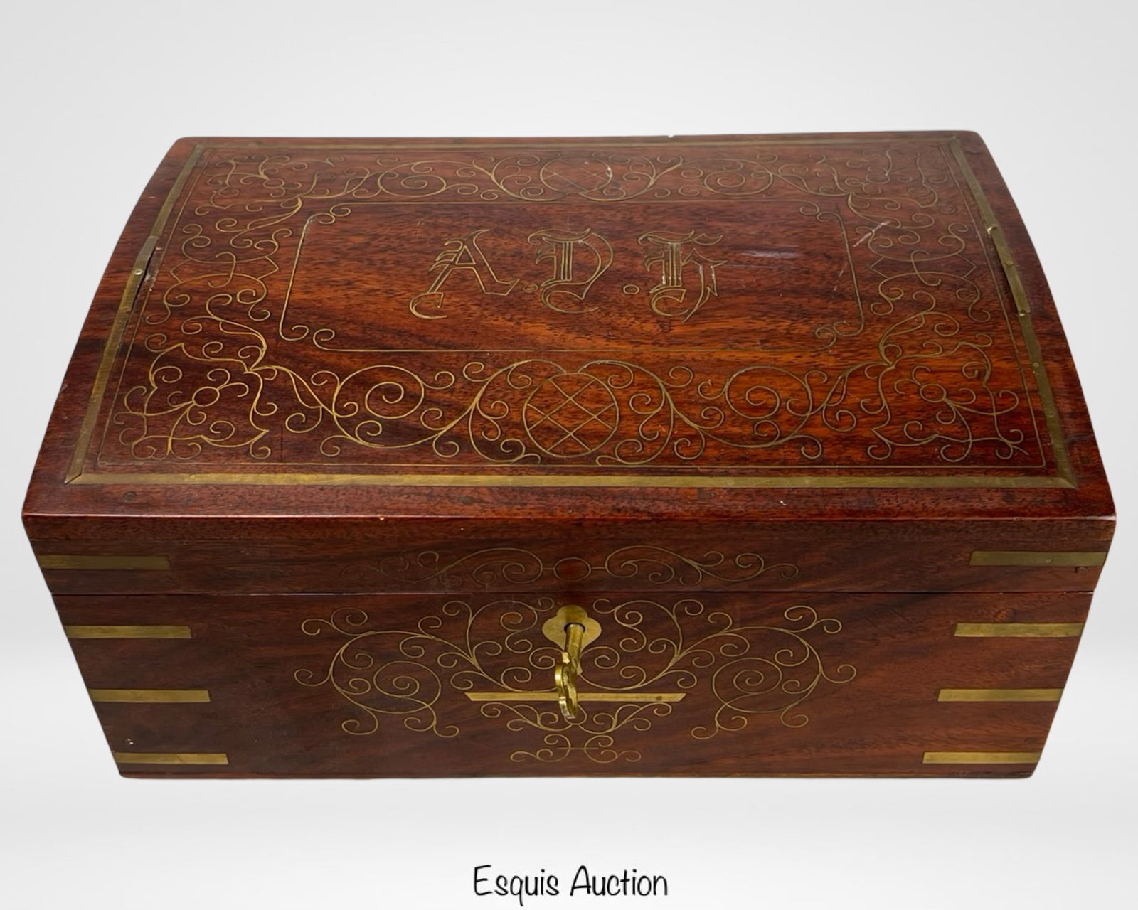 Victorian Mahogany Jewelry Box w/ Key (1 of 6)