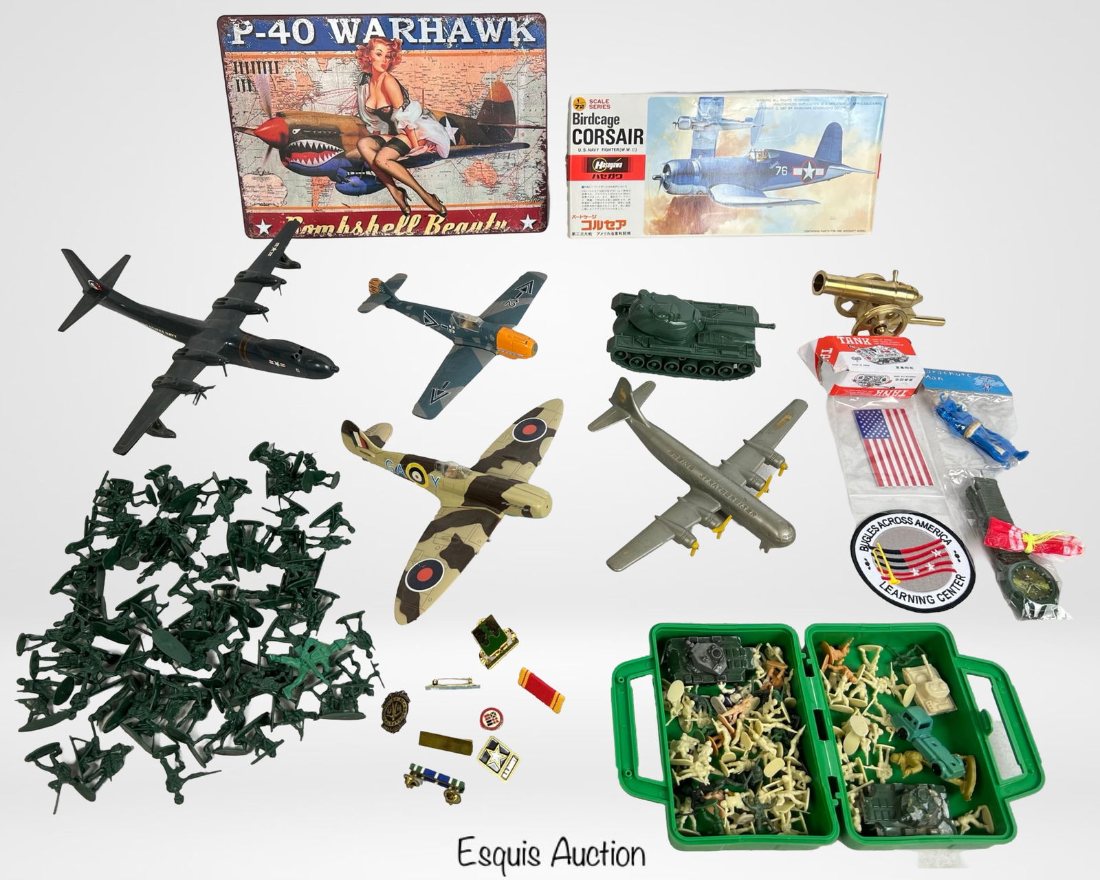 Vintage Military Toy Lot - Plastic Soldiers, Plane (1 of 8)