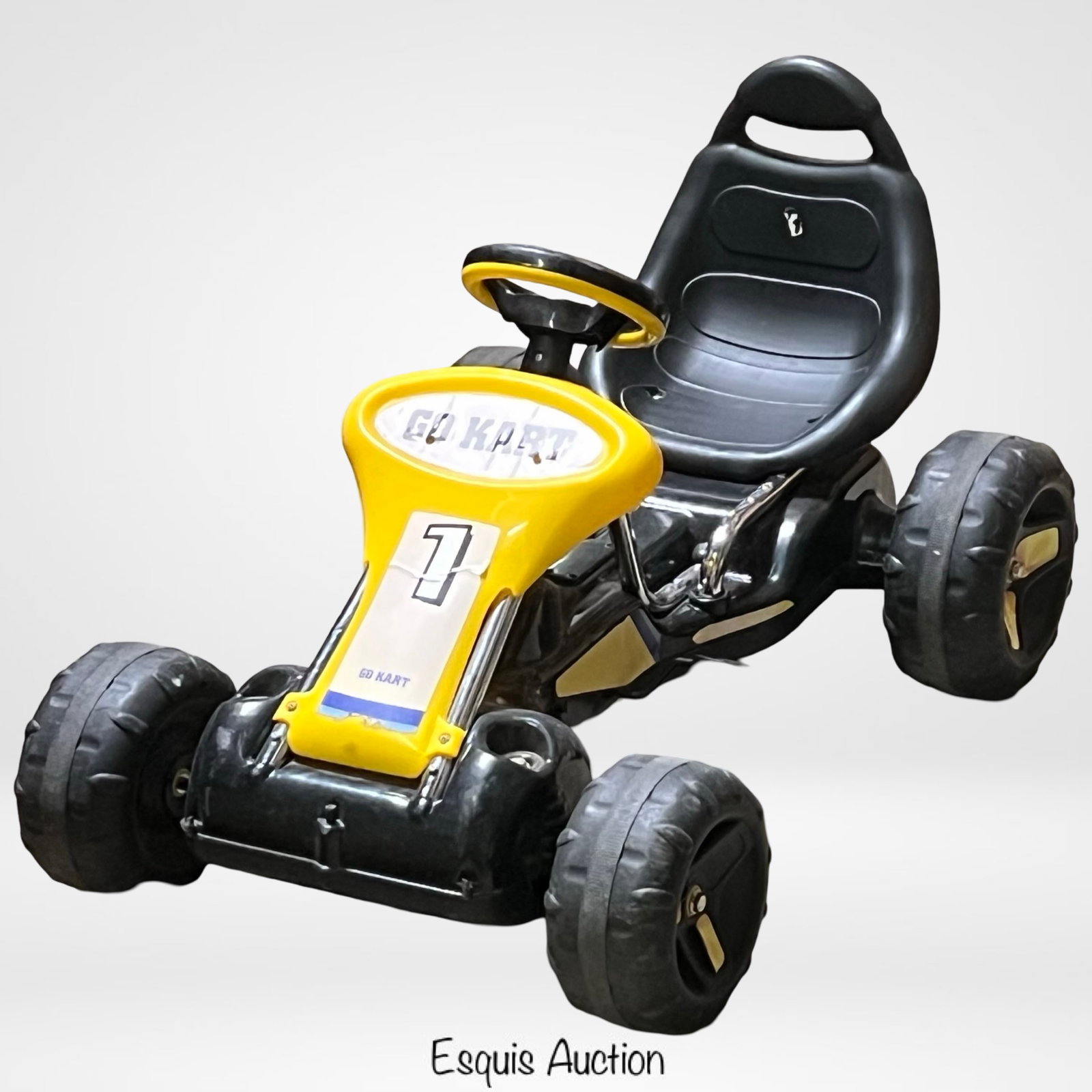 Pedal-Powered Black & Yellow Go Kart Ride-On Toy: Pedal-Powered Black & Yellow Go Kart Ride-On Toy. 37x24"x20"
