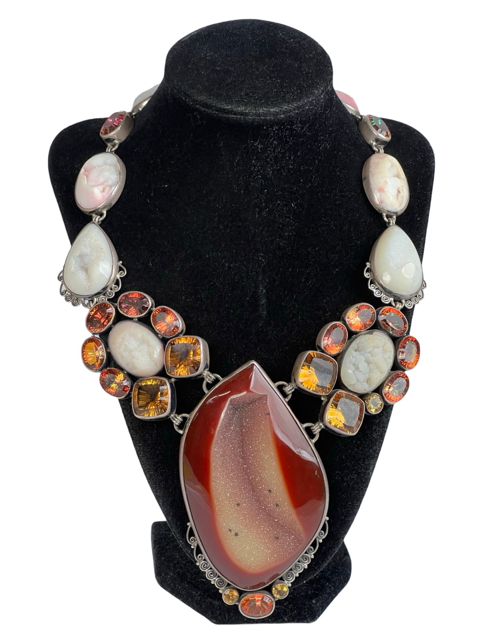 Massive Sterling Silver Necklace  Drusy, Jasper (1 of 8)