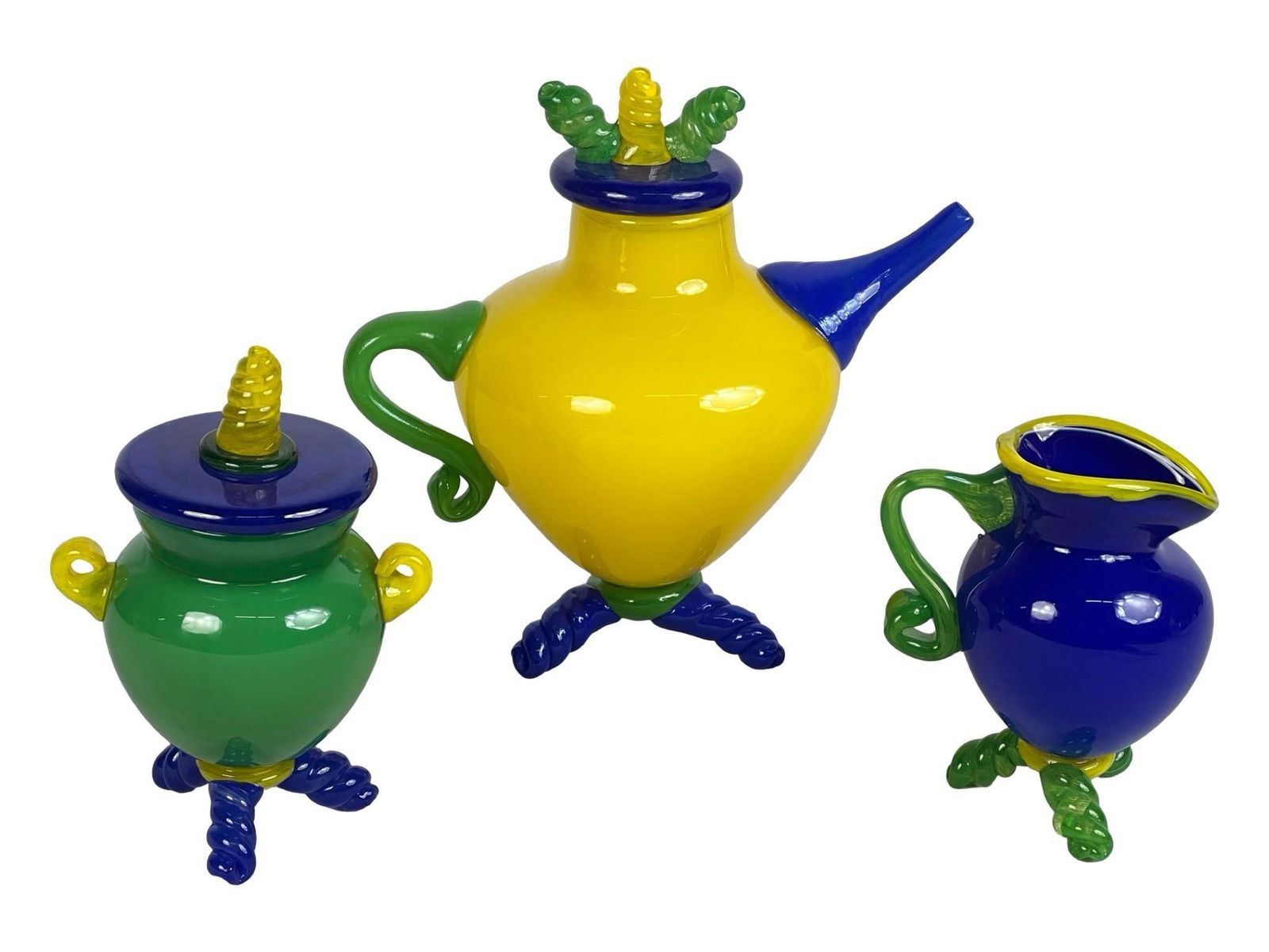 1994 MC² Studio Hand blown Art Glass Tea Set (1 of 5)