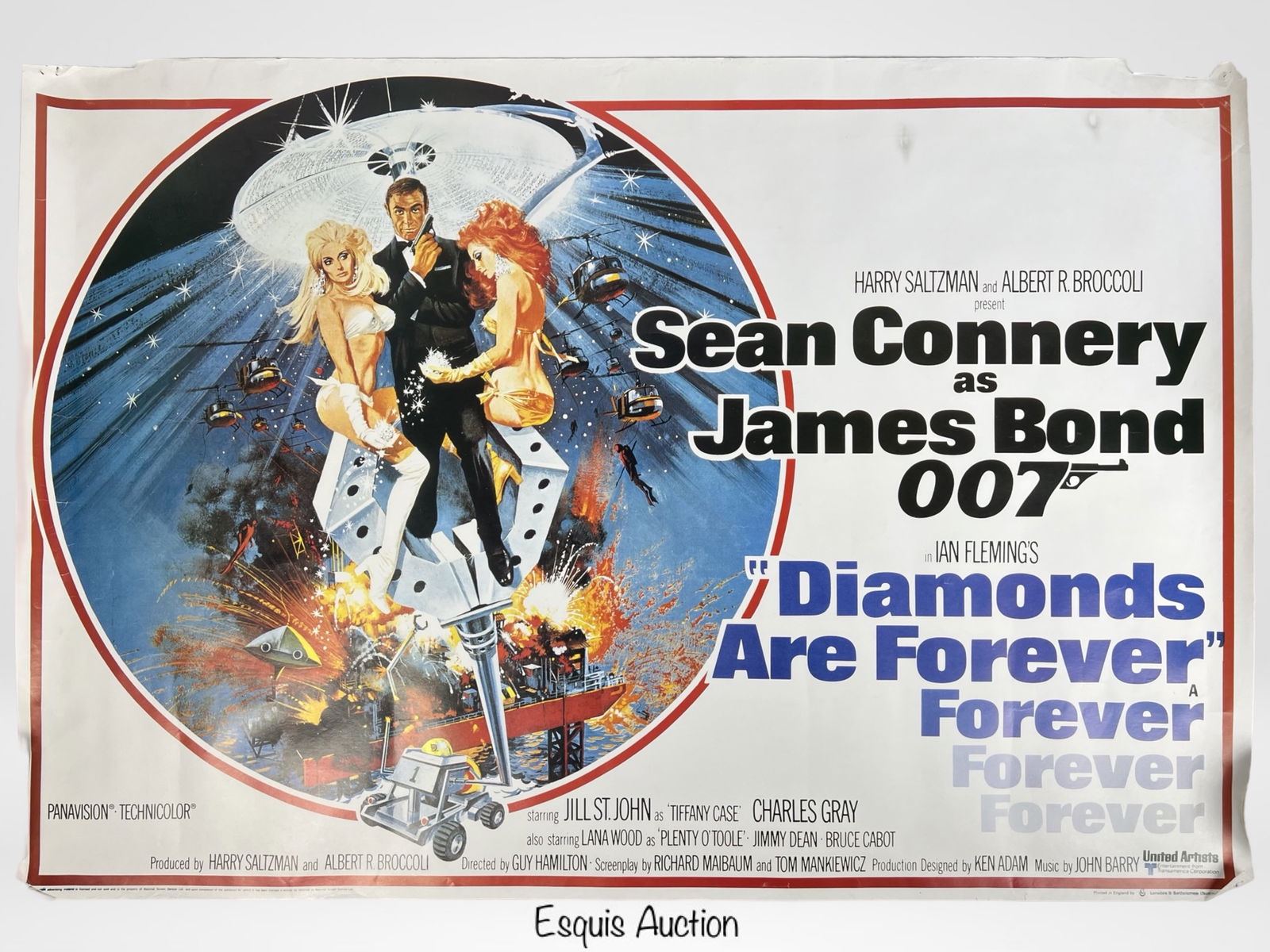 1971 James Bond Diamonds Are Forever Movie Poster. (1 of 6)
