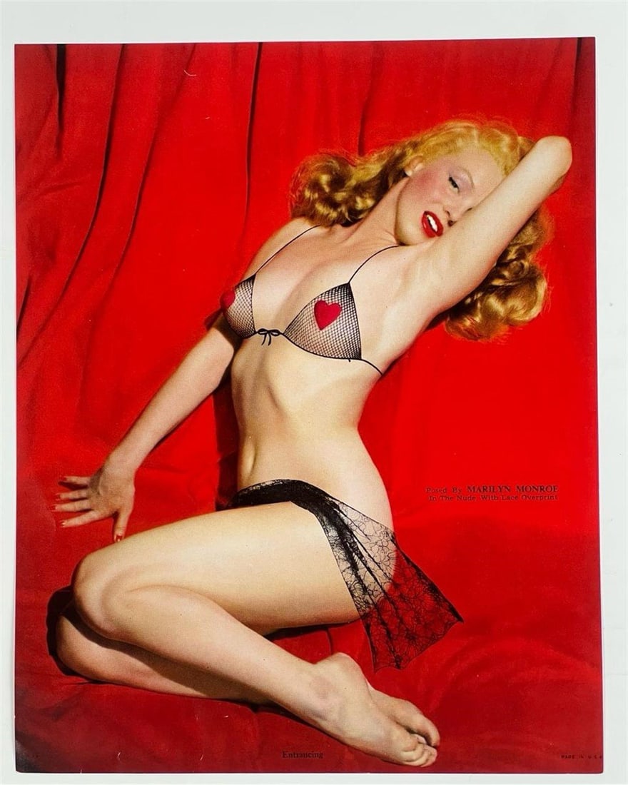 Marilyn Monroe Champion Calendar Salesman Photo: Original Champion Calendar Company early 1950's Marilyn Monroe Salesman's Sample Photo. This is the world famous photo taken by Tom Kelly on May 27, 1949. Marilyn was paid $50 for the two hour shoot.