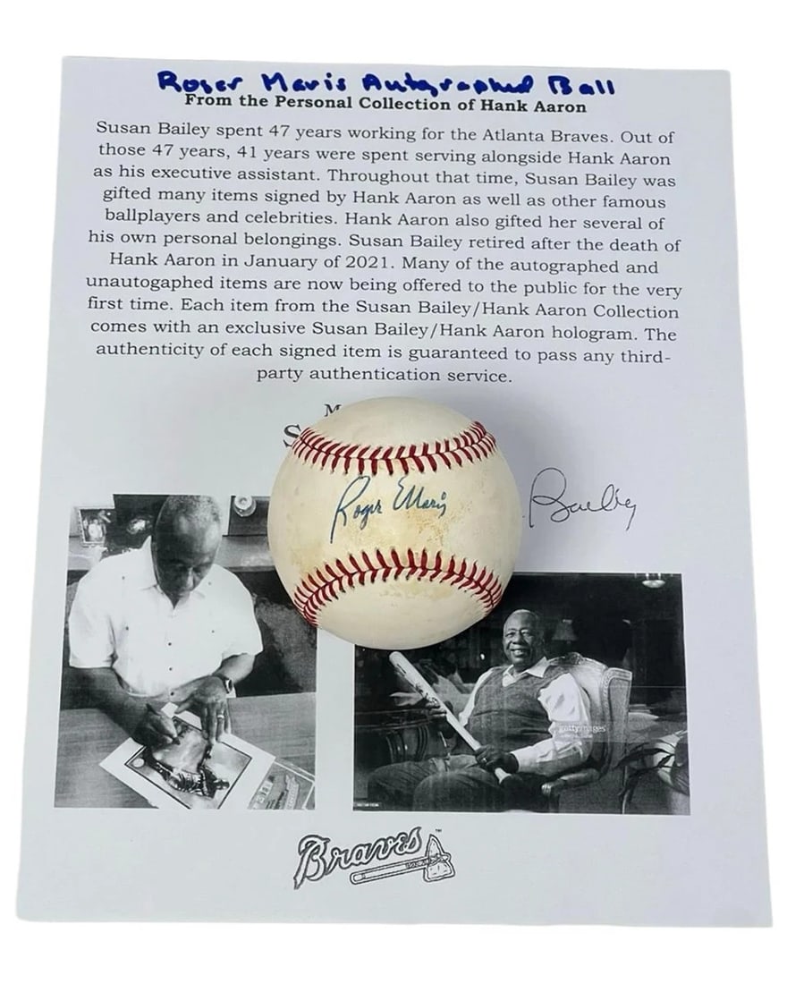 Roger Maris Autographed Baseball - Hank Aaron's Co (1 of 4)