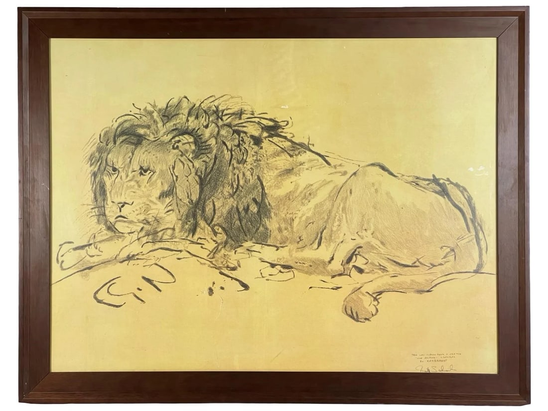 Rembrandt - "Lion Resting" Large Sketch (1 of 4)