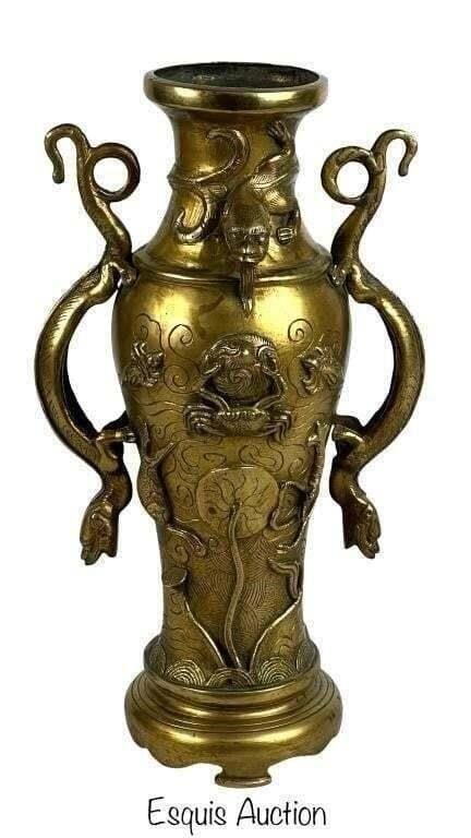 Antique Japanese Bronze Dragon Vase (1 of 5)