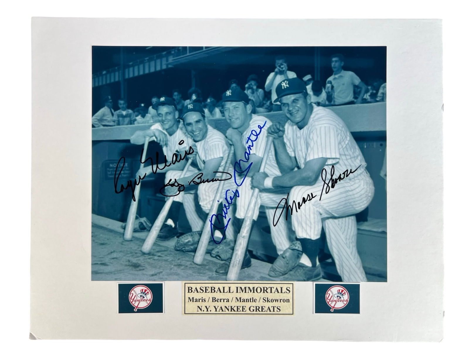 Signed Yankees Legends Photo  Maris, Berra, Mantle (1 of 4)