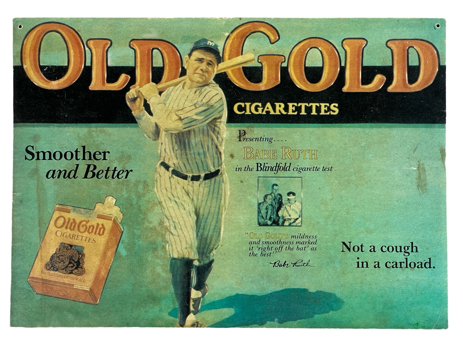 30s Babe Ruth "Old Gold Cigarettes" Store Sign (1 of 4)