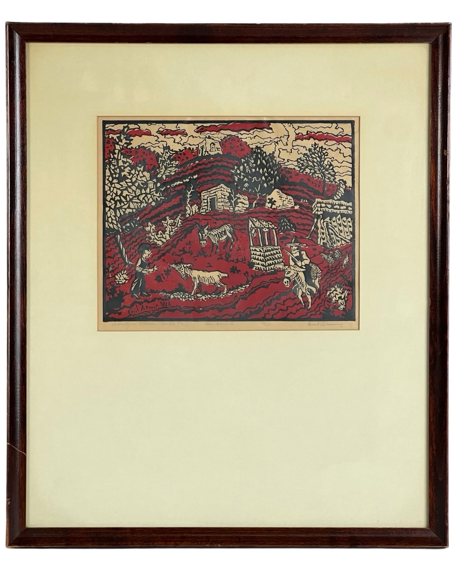 Emil Armin- Mountain Farm, Santa Fe Signed Woodcut (1 of 5)