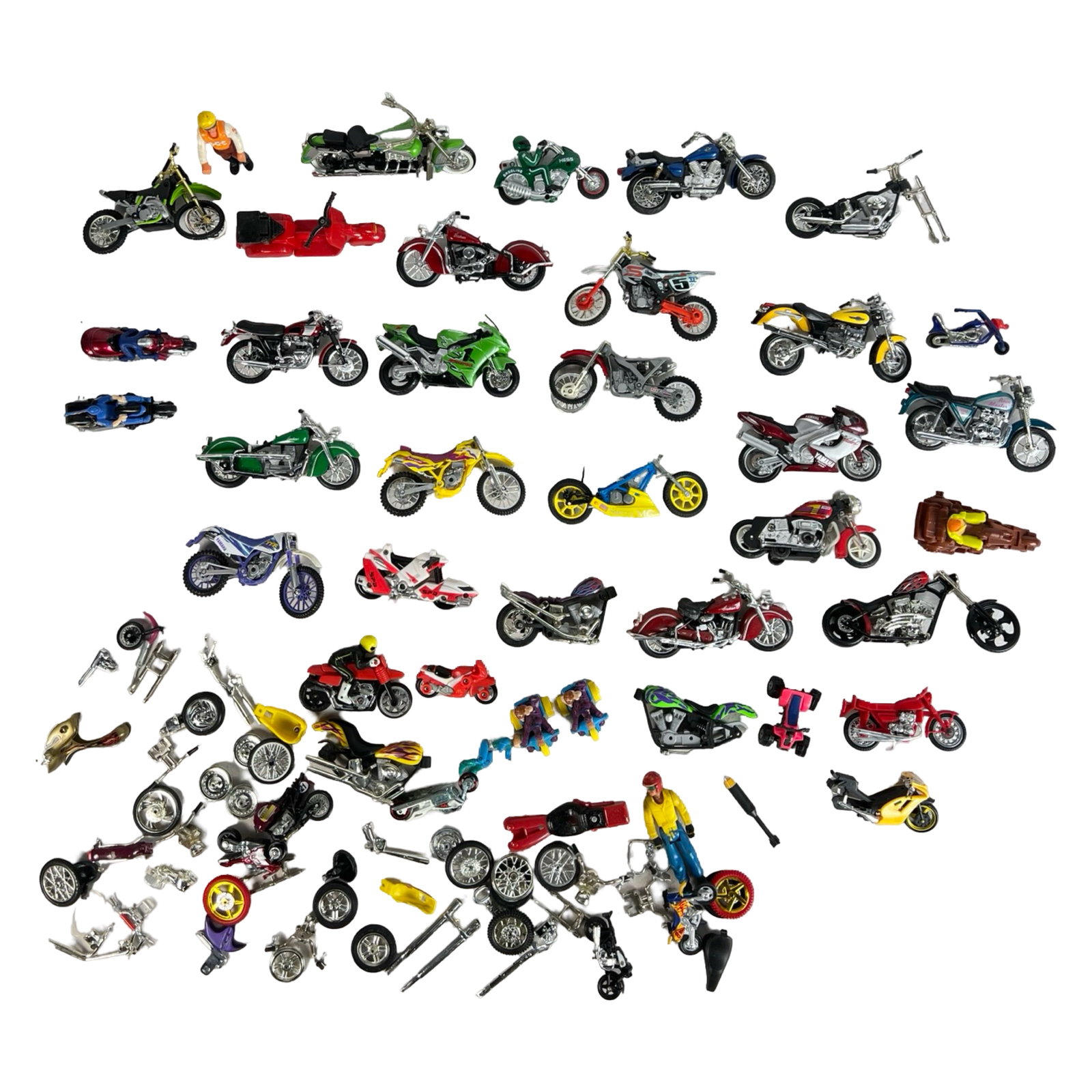 Die-Cast & Plastic Motorcycle Lot-  Loose Parts (1 of 6)
