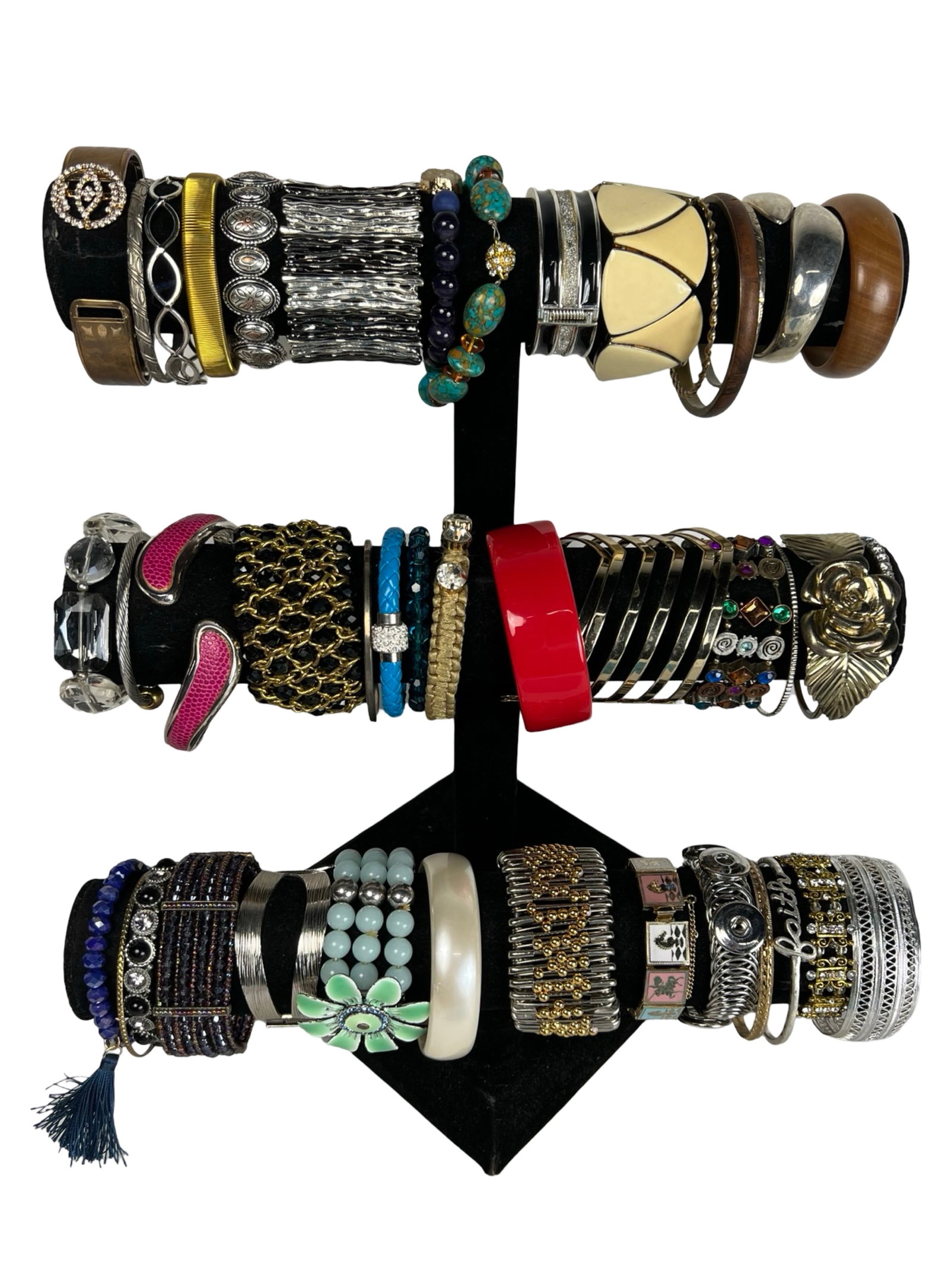 Collection of Lady's Bracelets: Explore a diverse assortment of bracelets, each one offering its own unique style and charm. Display stands are not included.
