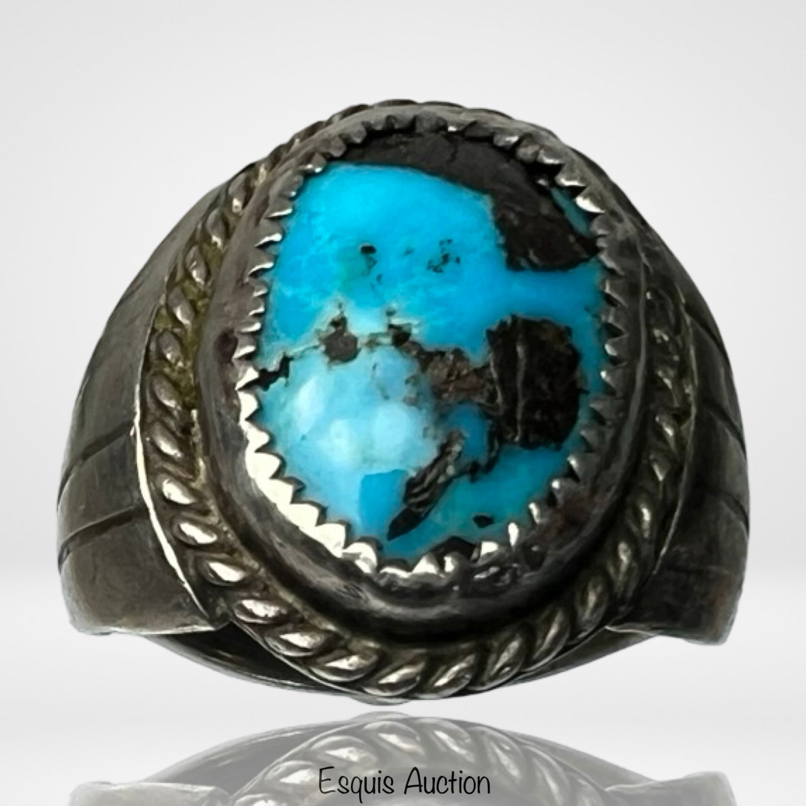 Massive Navajo Sterling Silver Turquoise Ring (1 of 4)