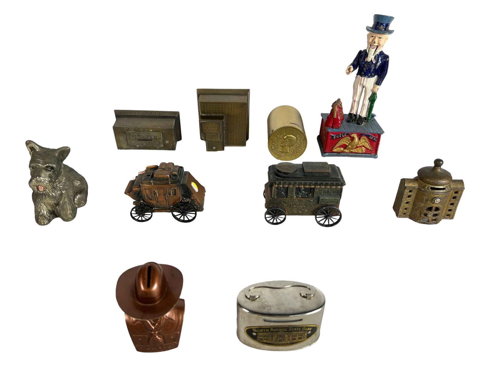 Antique and Vintage Cast Iron & Metal Coin Banks (1 of 16)