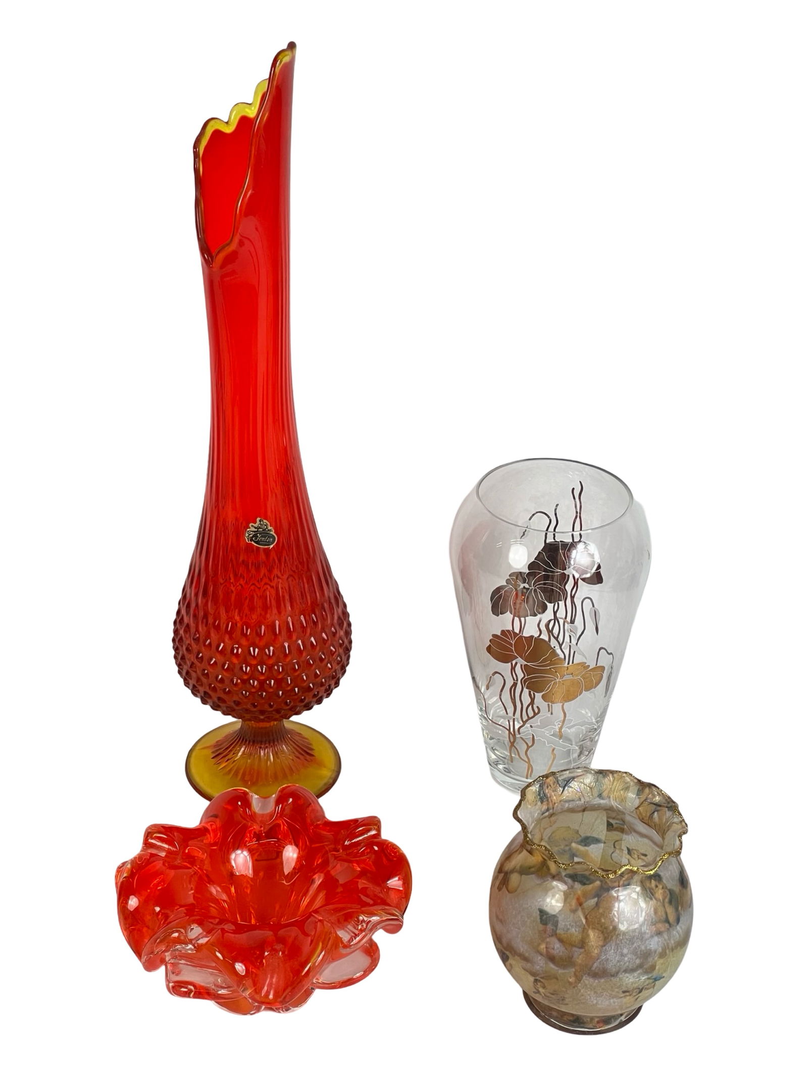 Fenton Amberina Hobnail Swung Glass Vase, Murano (1 of 6)