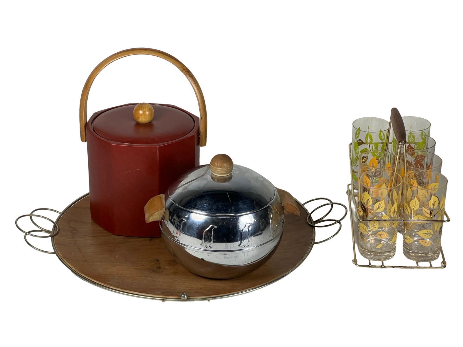 MCM Barware Set- Penguin Ice Bucket, Glasses (1 of 8)