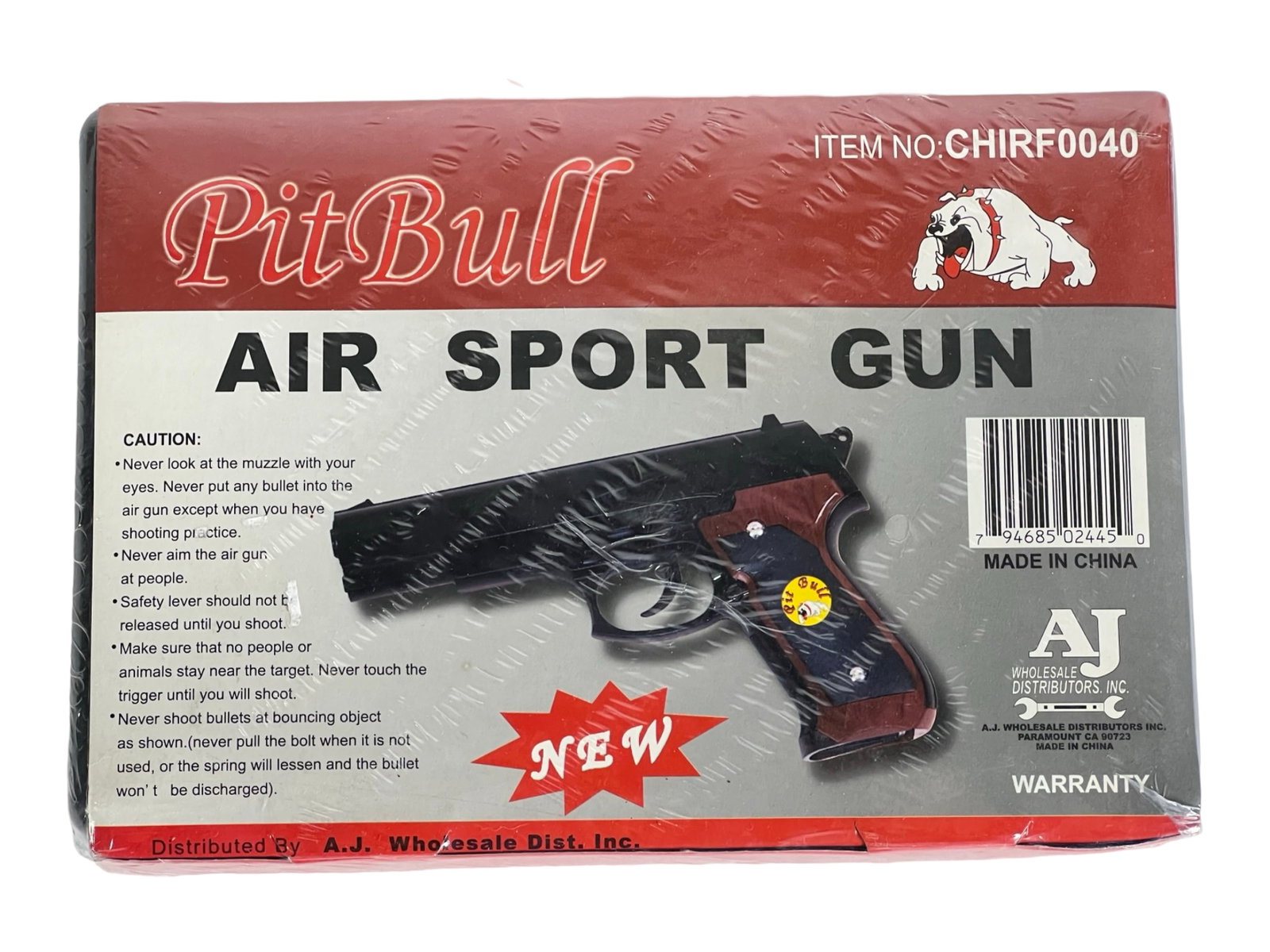 PitBull Air Sport Gun - New and Sealed: New in original sealed packaging, PitBull Air Sport Gun, item CHIRF0040, distributed by AJ Wholesale Distributors Inc.